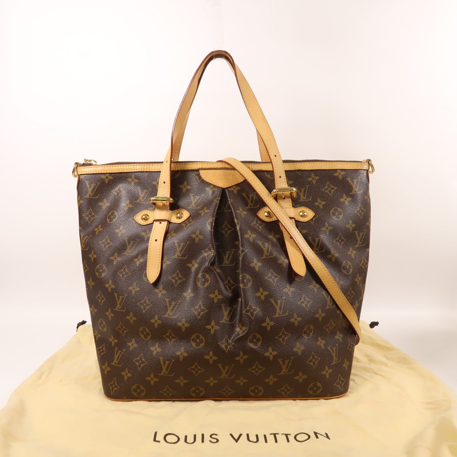 LOUIS VUITTON Monogram Palermo GM金扣手挽肩背兩用袋棕色