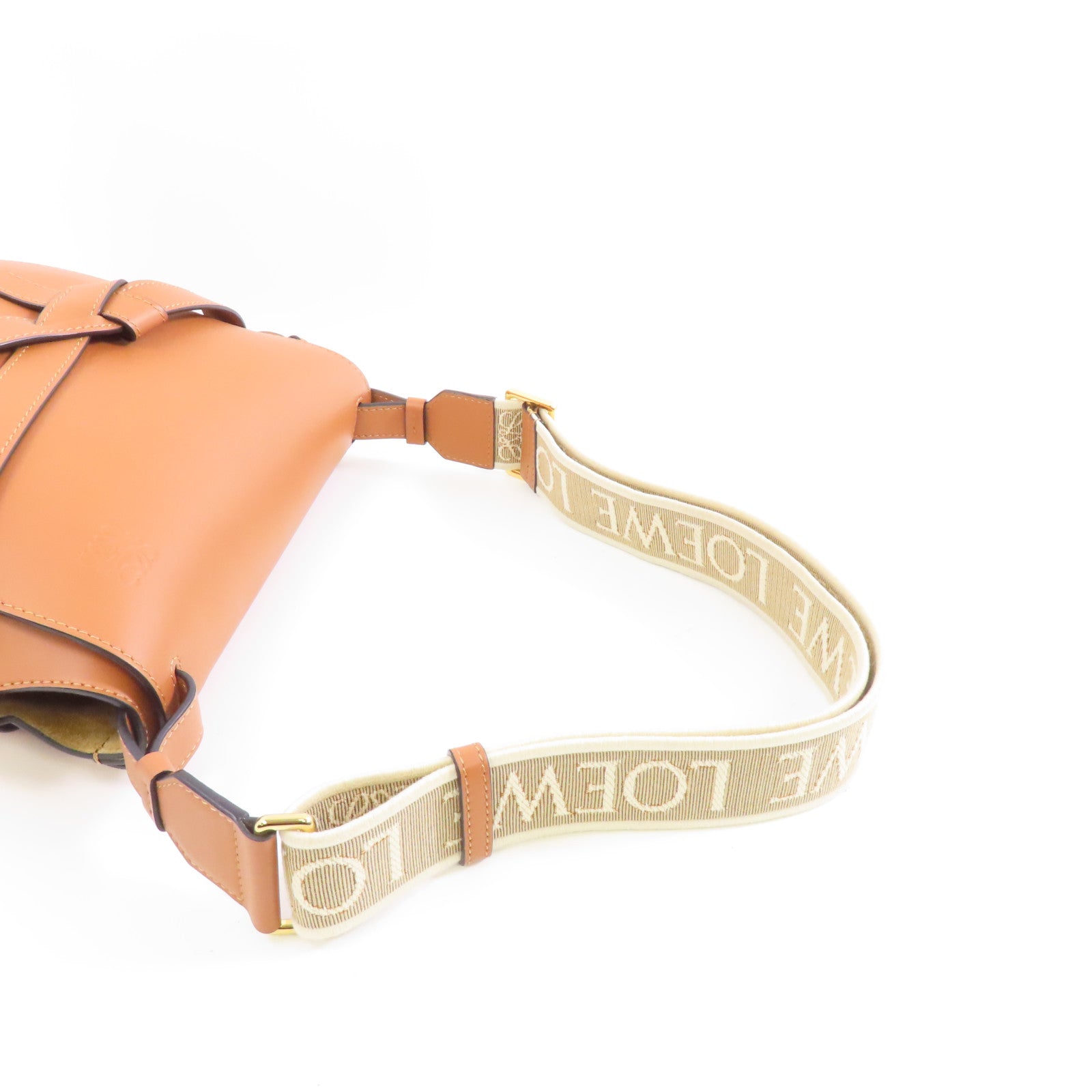 LOEWE 牛皮皮革Small Gate Dual Bag金扣肩背袋啡色