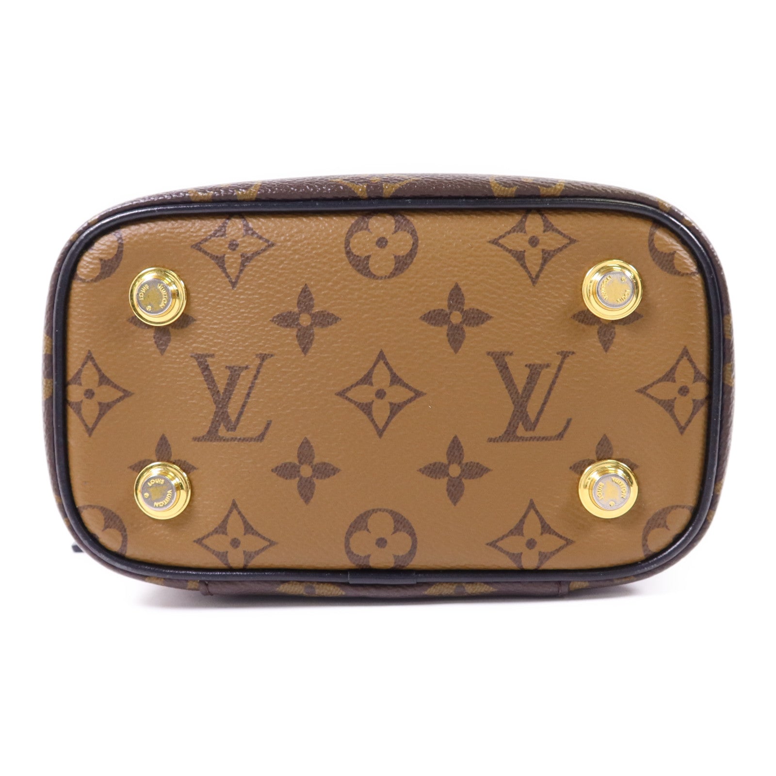 LOUIS VUITTON Monogram Reverse Vanity PM金扣手挽肩背兩用袋棕色