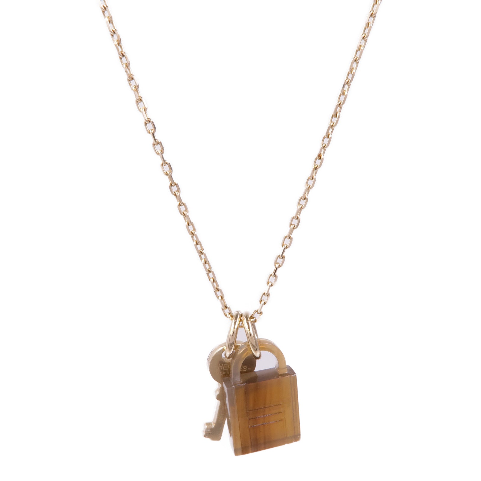 HERMES 金屬/水牛角Amulette Padlock項鍊