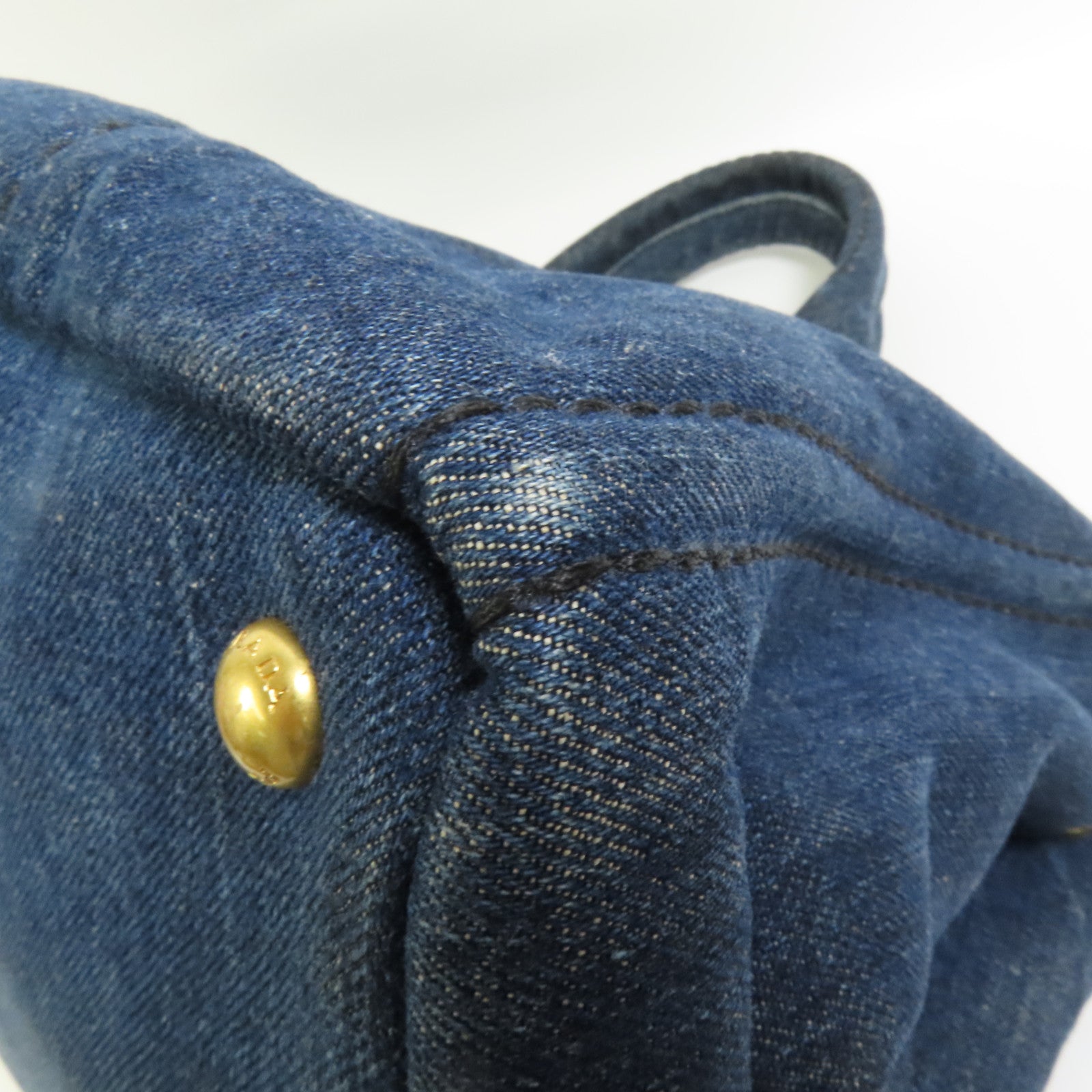 PRADA Denim Canapa Tote L金扣手挽袋