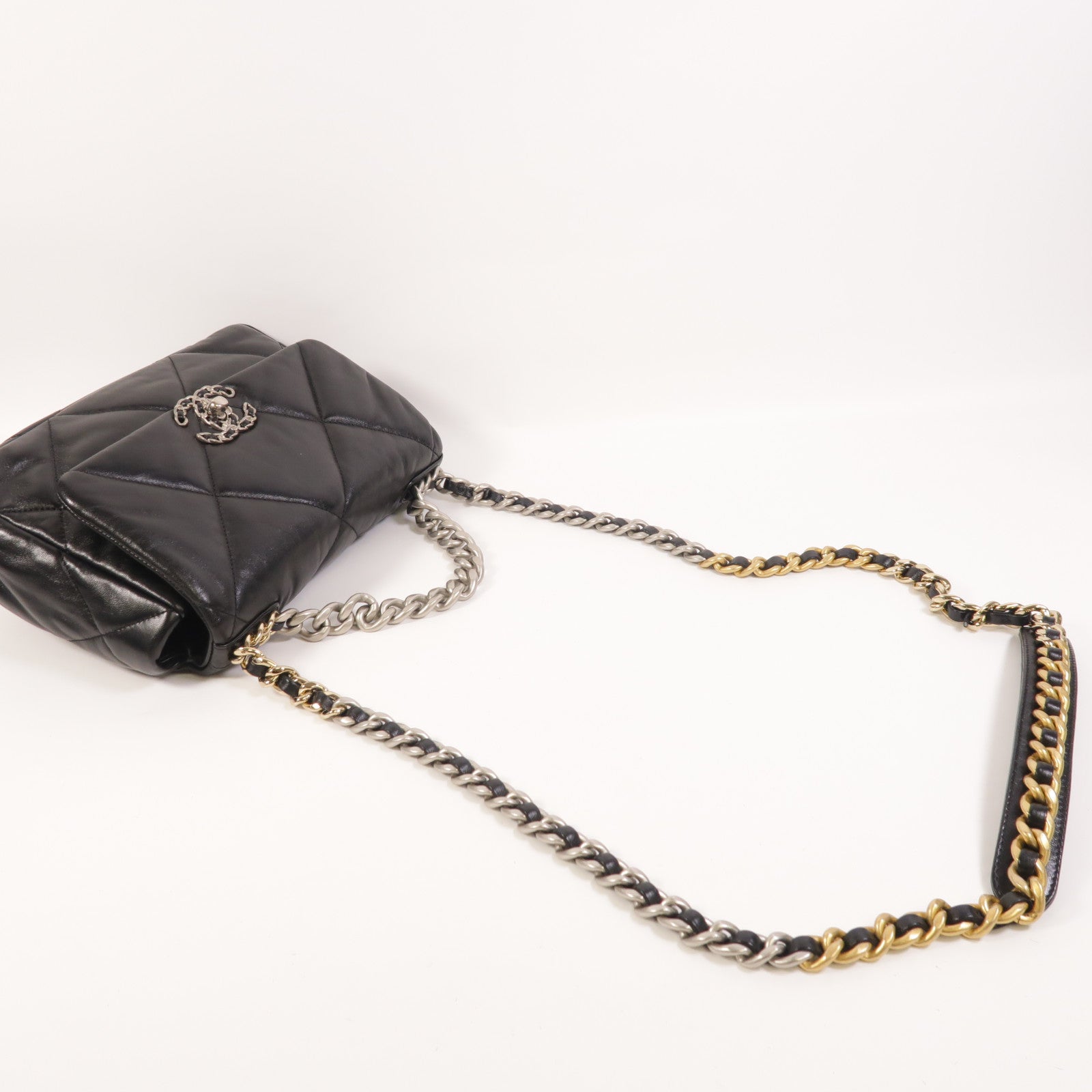 CHANEL 羊皮皮革C19 Small手挽肩背兩用袋