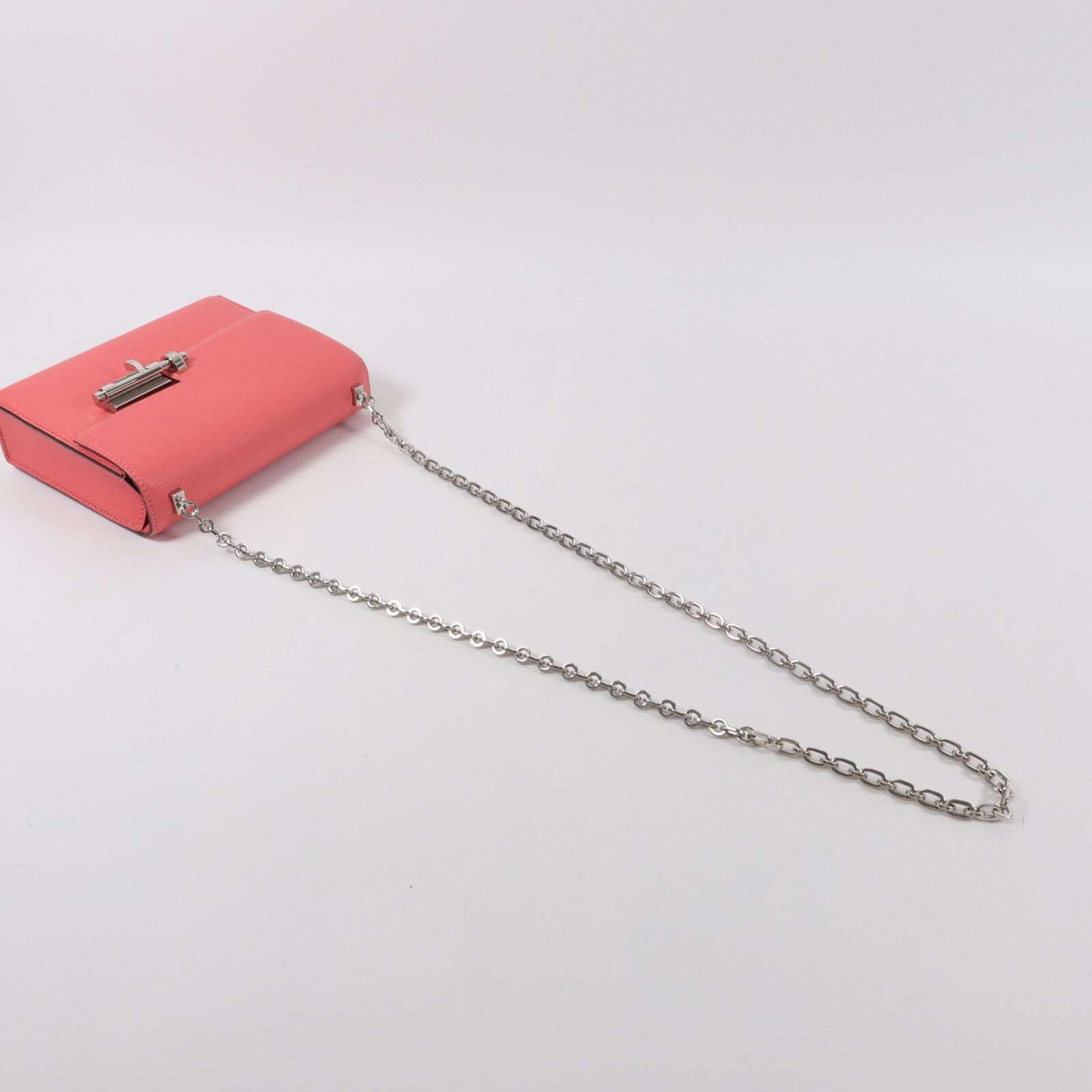 HERMES Chevre皮革Verrou Mini鏈帶肩背袋Rose Azalee