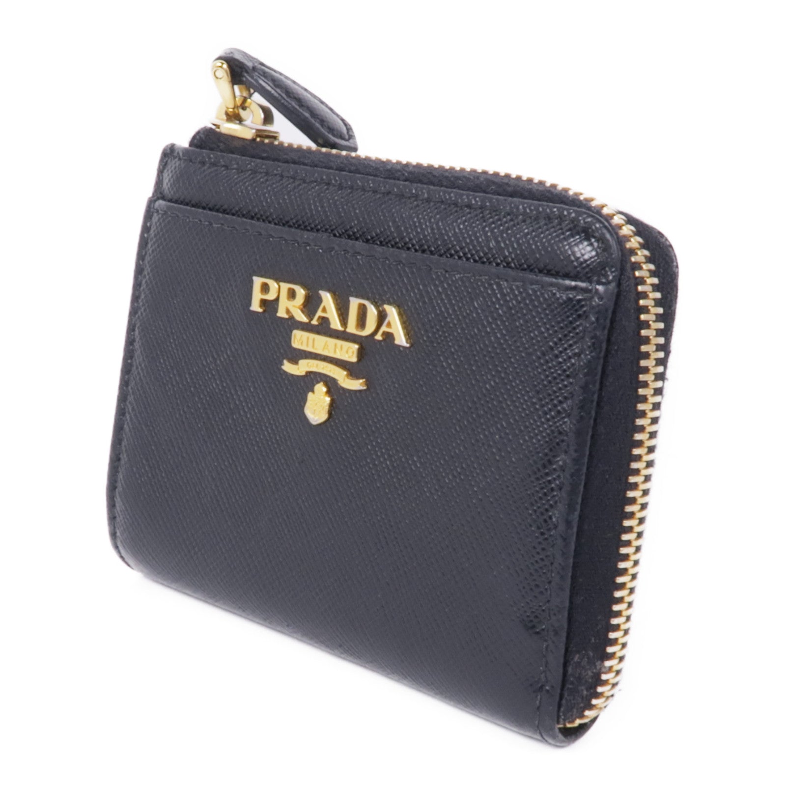 PRADA GHW Coin Case 1ML025 Calfskin Leather Black