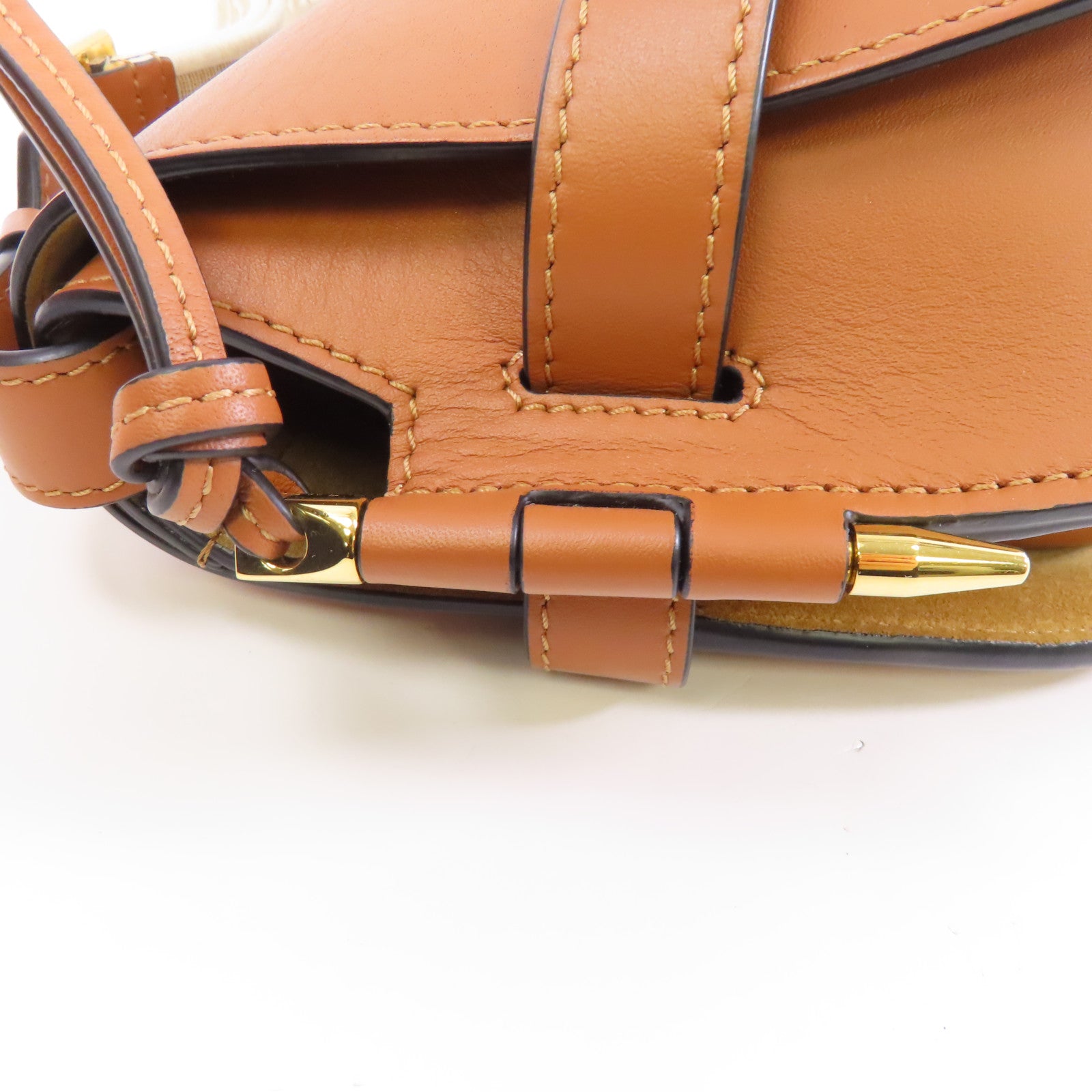 LOEWE 牛皮皮革Small Gate Dual Bag金扣肩背袋啡色