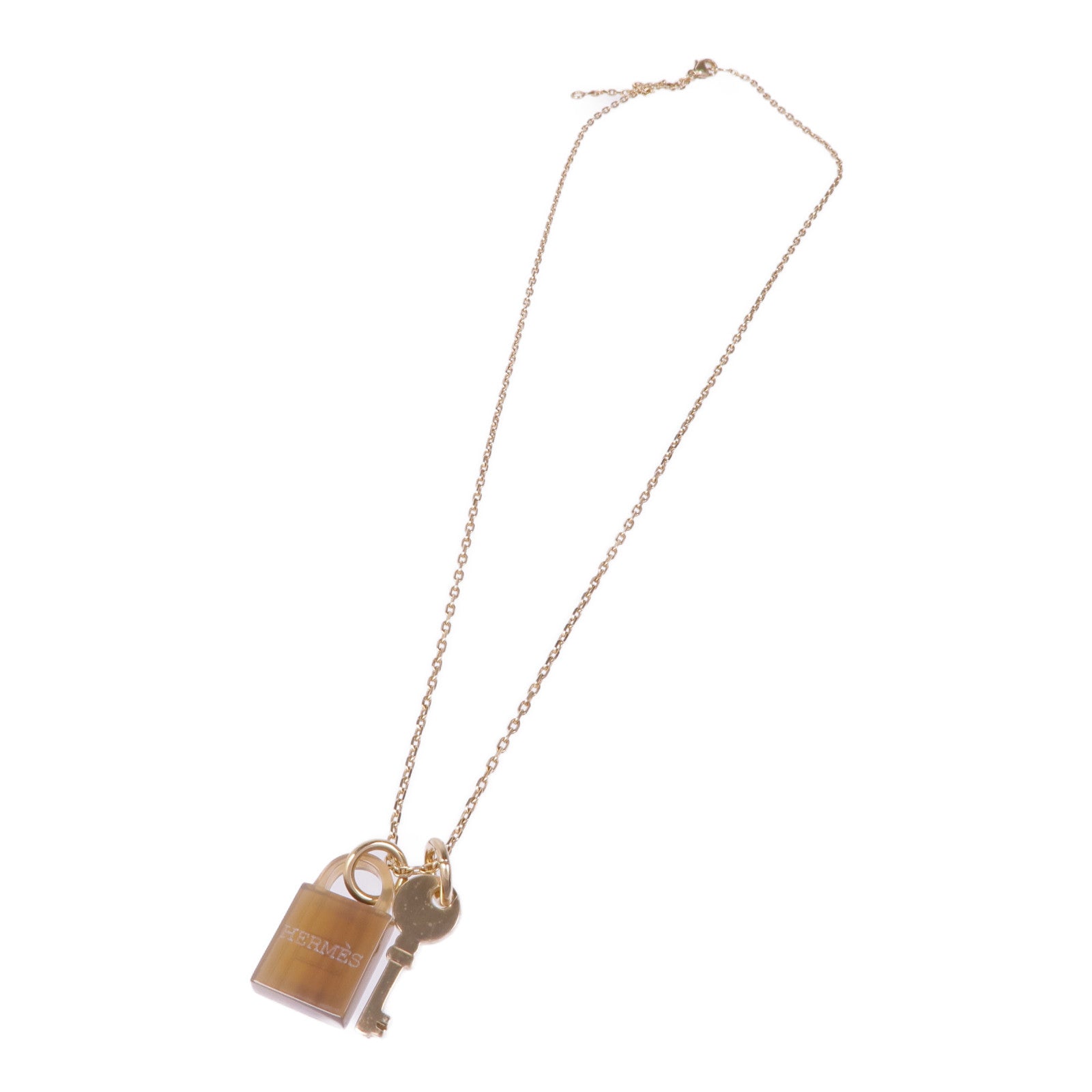 HERMES 金屬/水牛角Amulette Padlock項鍊