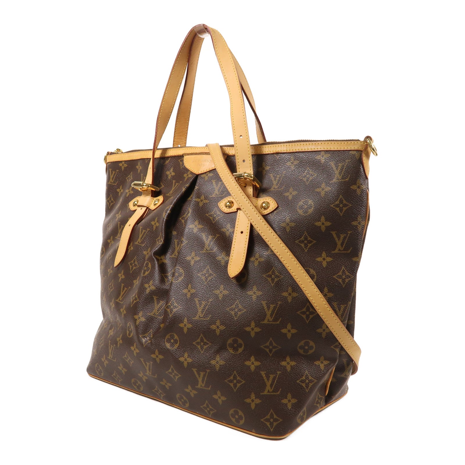 LOUIS VUITTON Monogram Palermo GM金扣手挽肩背兩用袋棕色