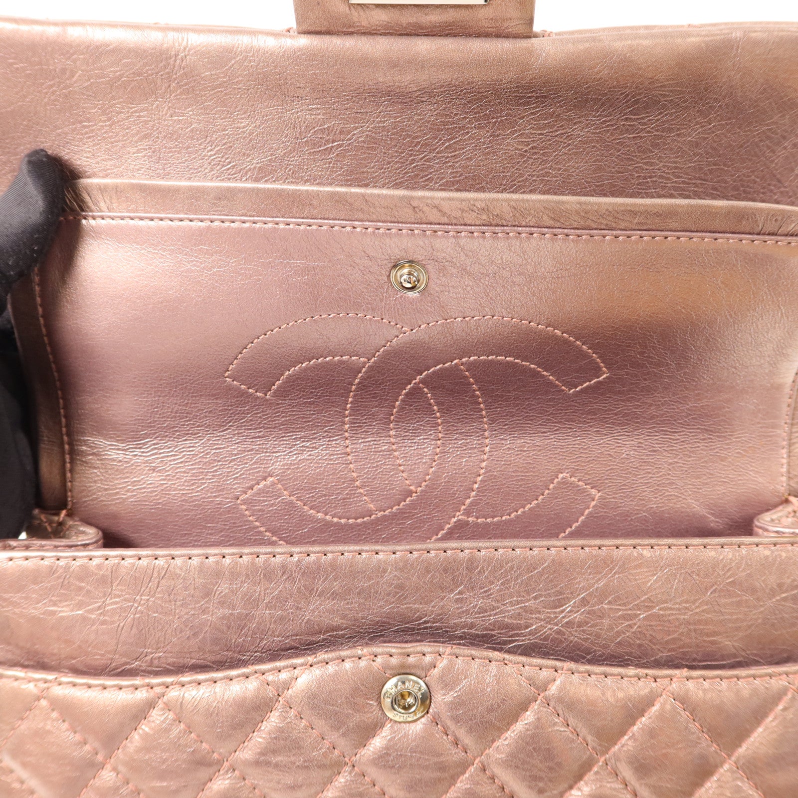 CHANEL 牛皮皮革2.55 Chain Shoulder銀扣鏈帶肩背袋