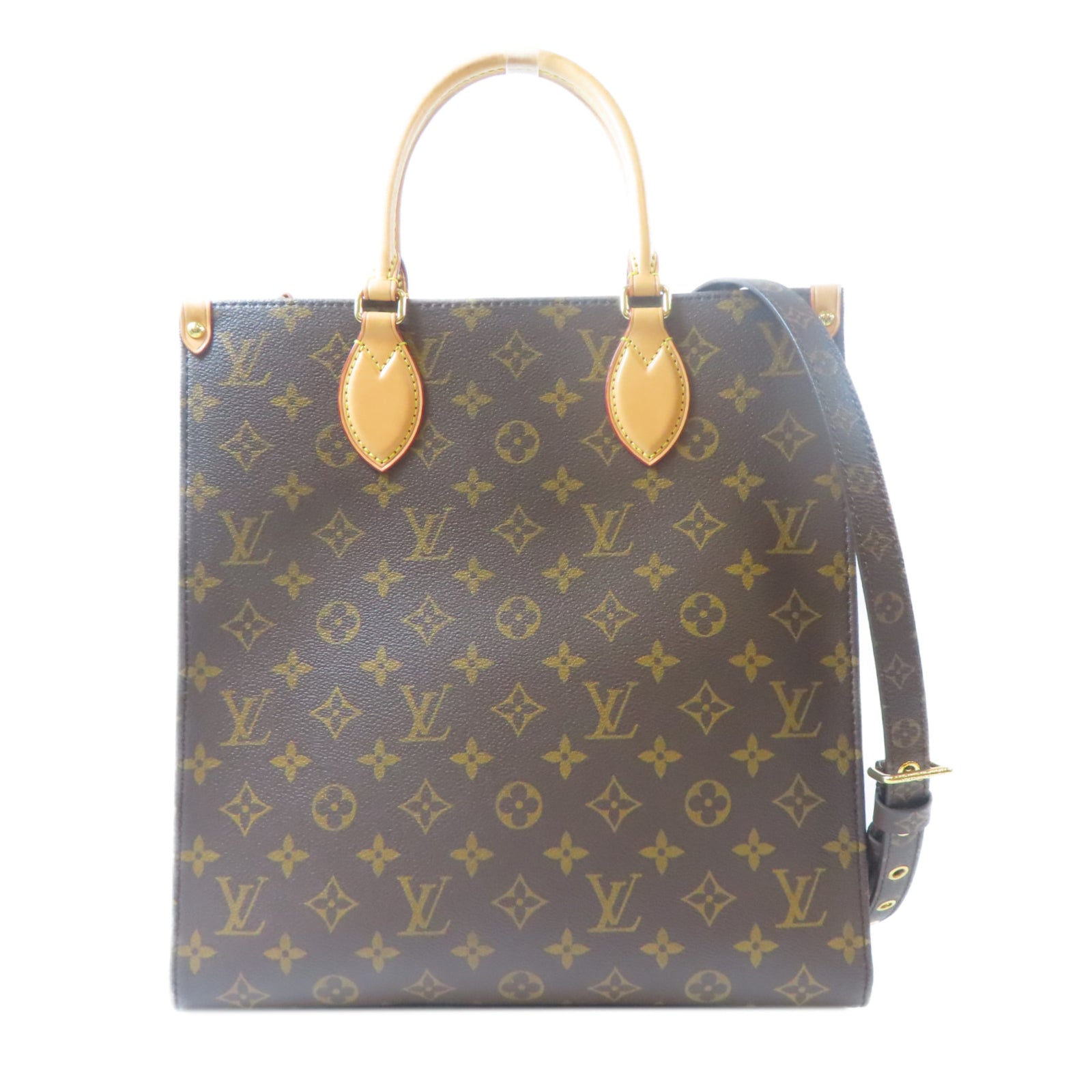 LOUIS VUITTON Monogram Sac Plat Tote金扣手挽肩背兩用袋啡色