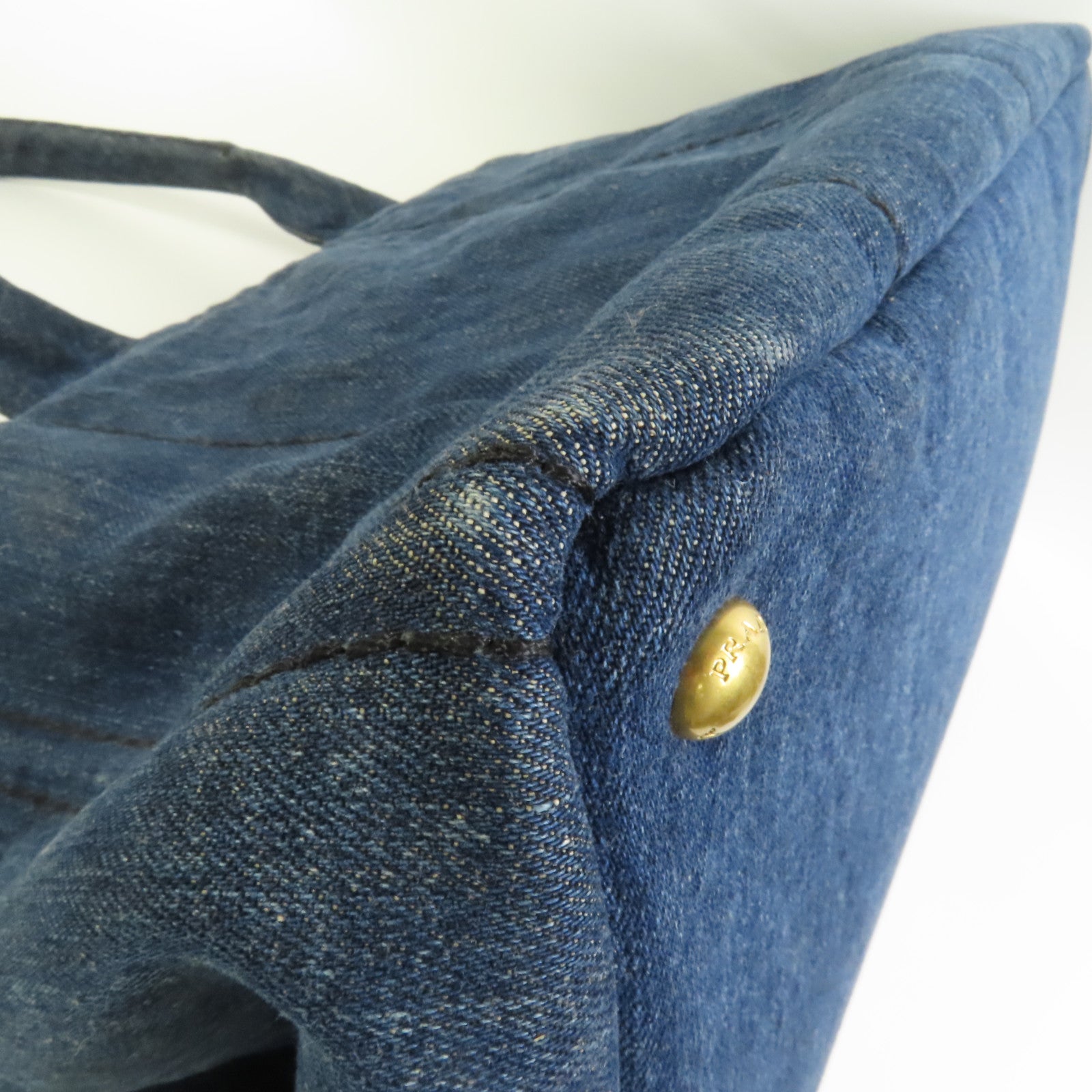 PRADA Denim Canapa Tote L金扣手挽袋