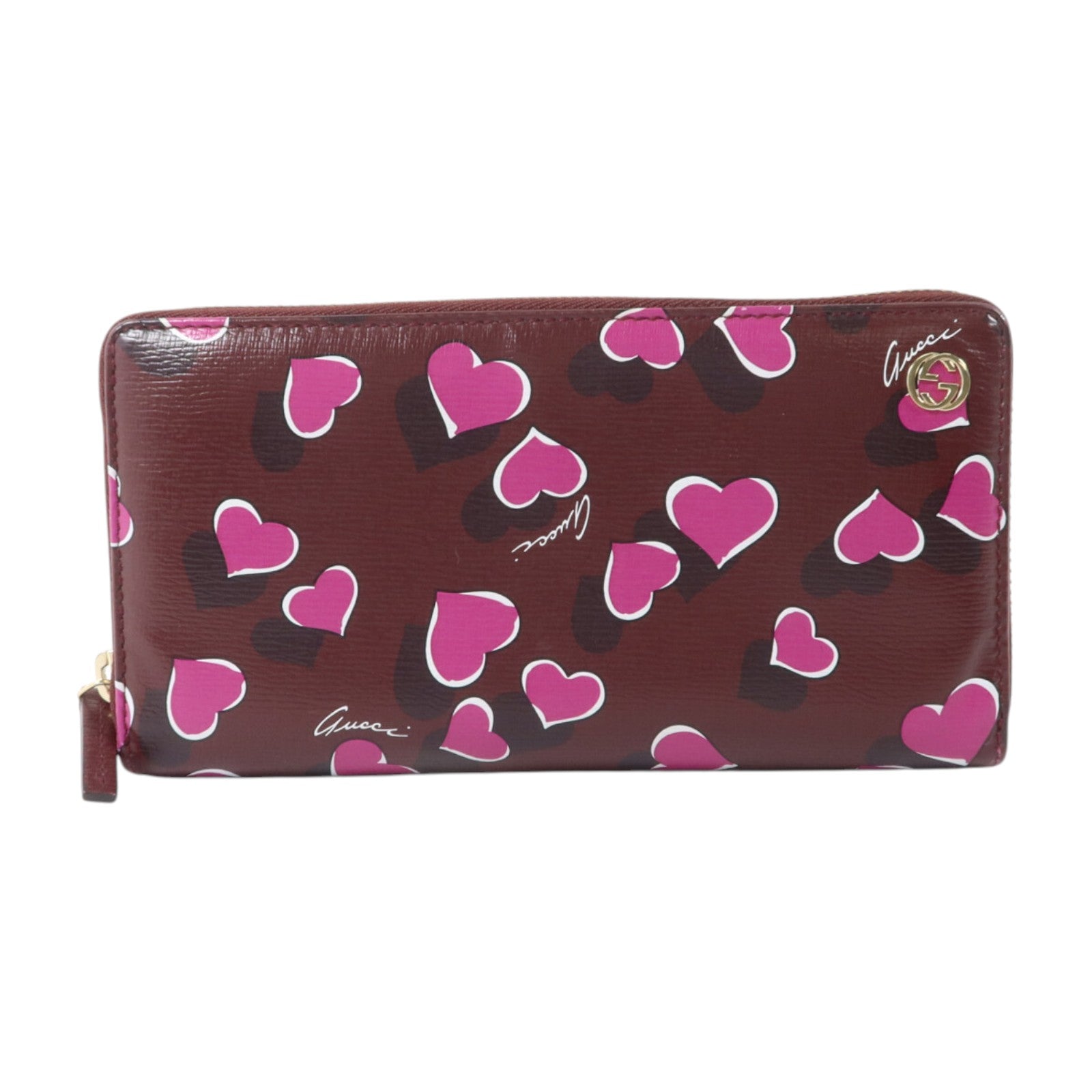 GUCCI 牛皮皮革Heartbeat Print Zip Around Wallet長錢包