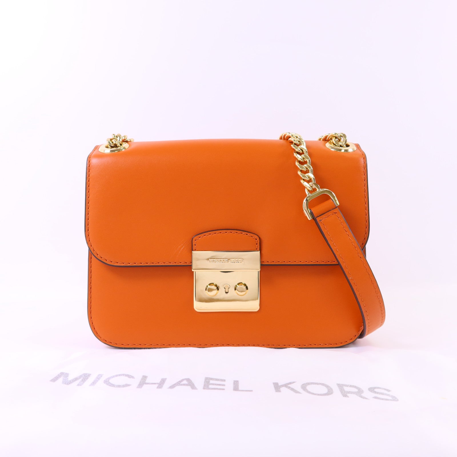 Michael Kors 牛皮皮革Chain Shoulder Bag金扣鏈帶肩背袋