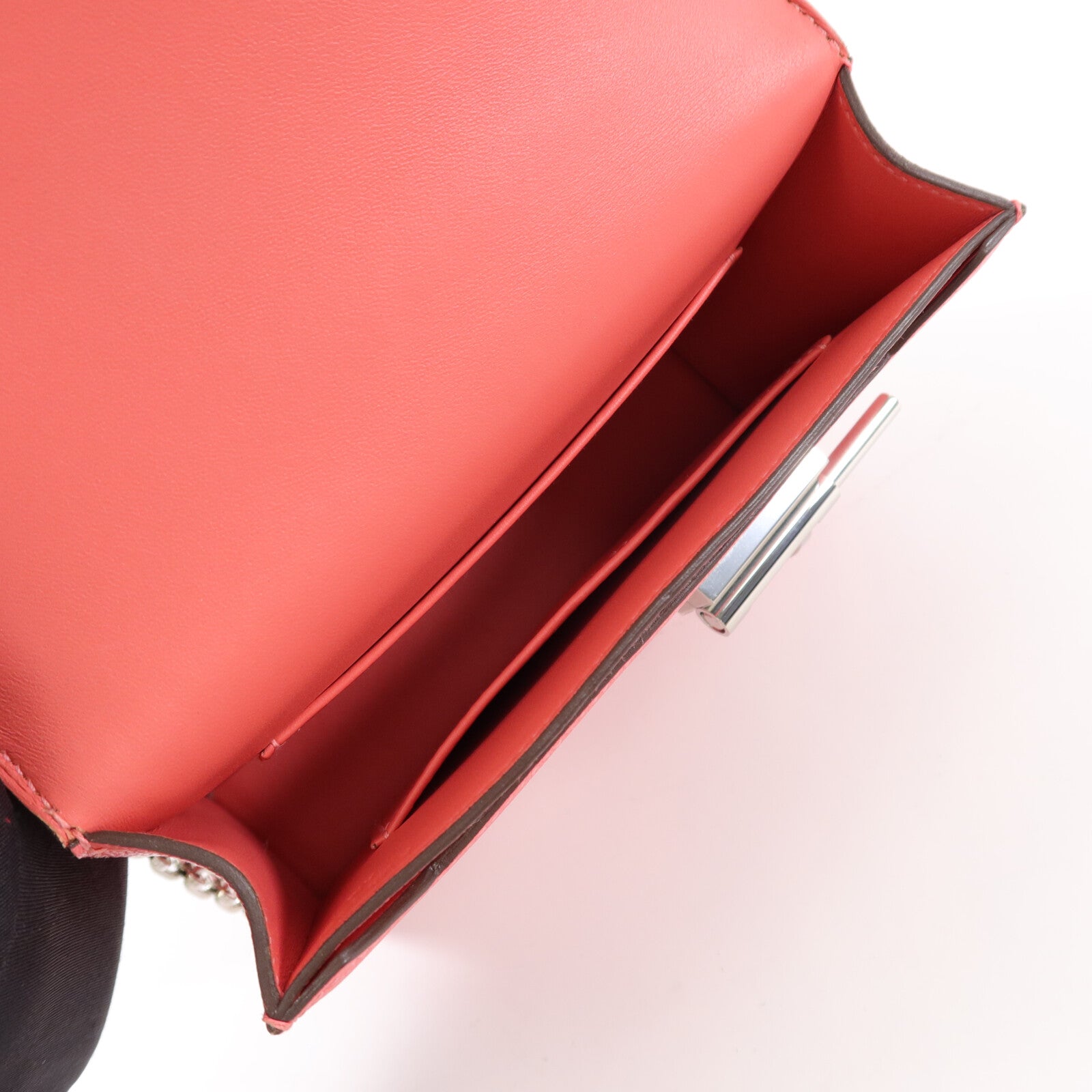 HERMES Chevre皮革Verrou Mini鏈帶肩背袋Rose Azalee