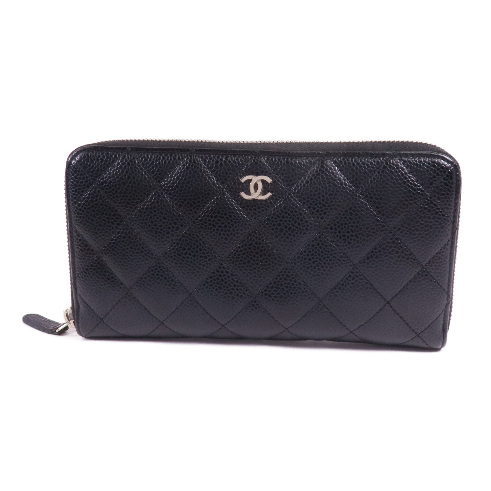 CHANEL CC SHW Long Wallet A50097 Calfskin Leather Black