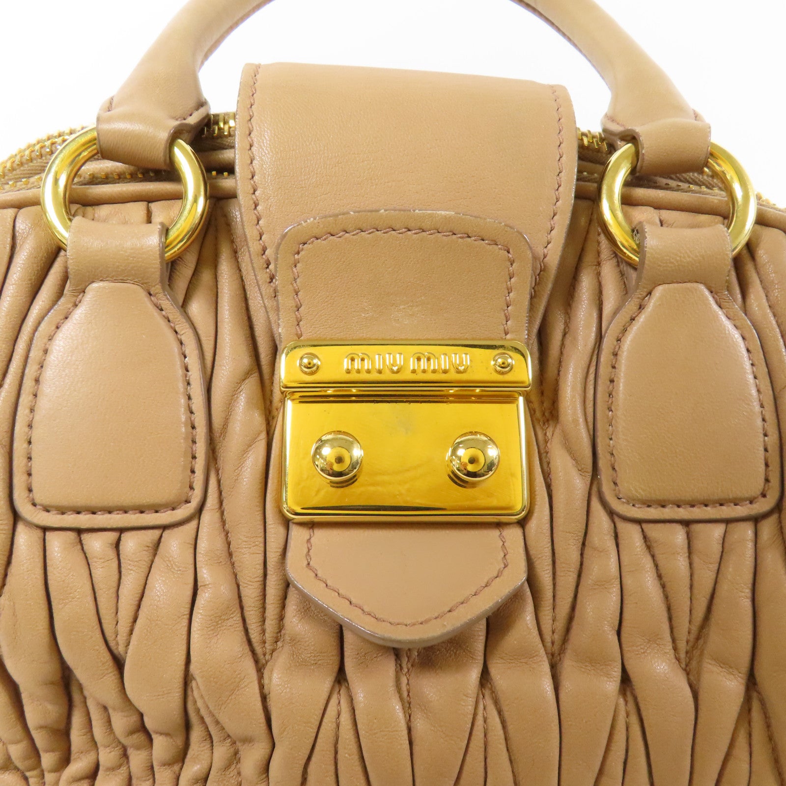 Miu Miu 【激減優惠】羊皮皮革Handbag金扣手挽袋