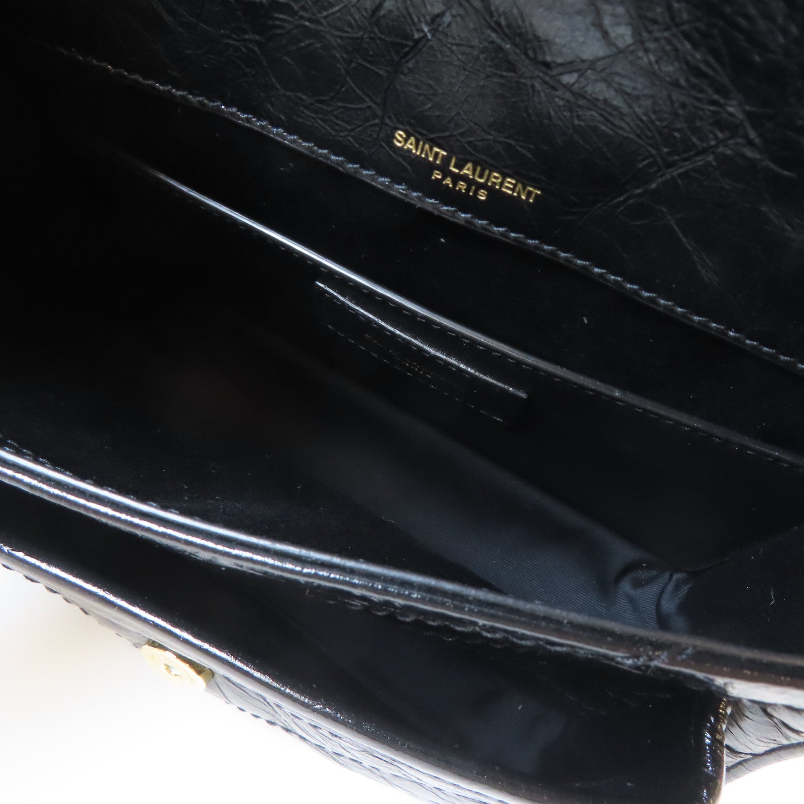 SAINT LAURENT 牛皮皮革Niki Baby金扣鏈帶肩背袋黑色