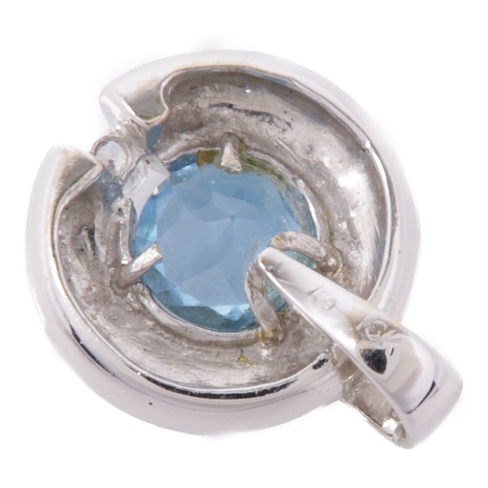 JEWELRY 18K白金Blue Topaz/Diamond Pendant Top藍色托帕石/鑽石吊墜