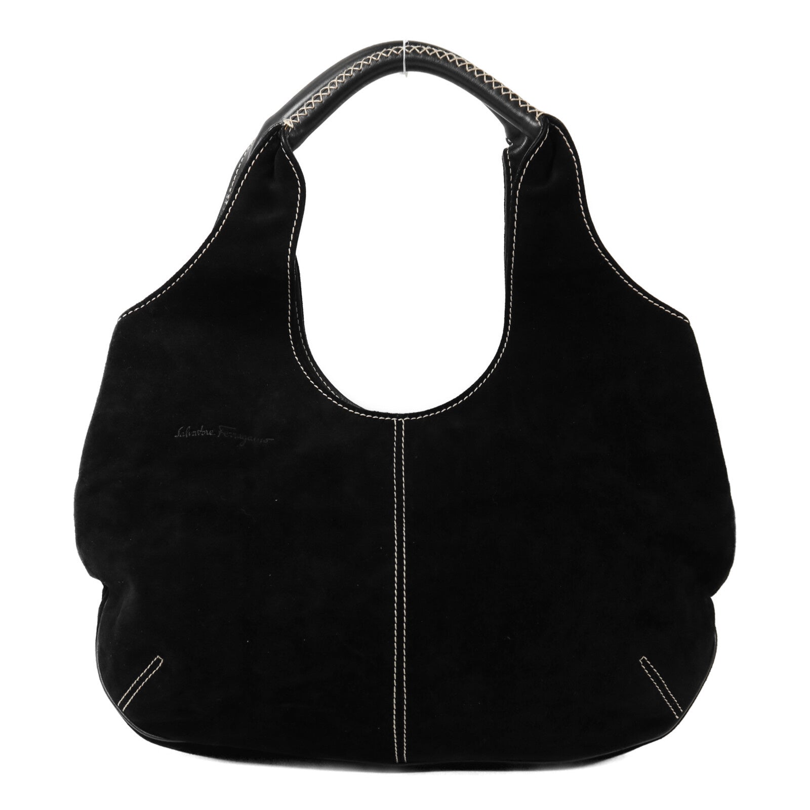 Salvatore Ferragamo 麂皮皮革Shoulder Bag銀扣肩背袋