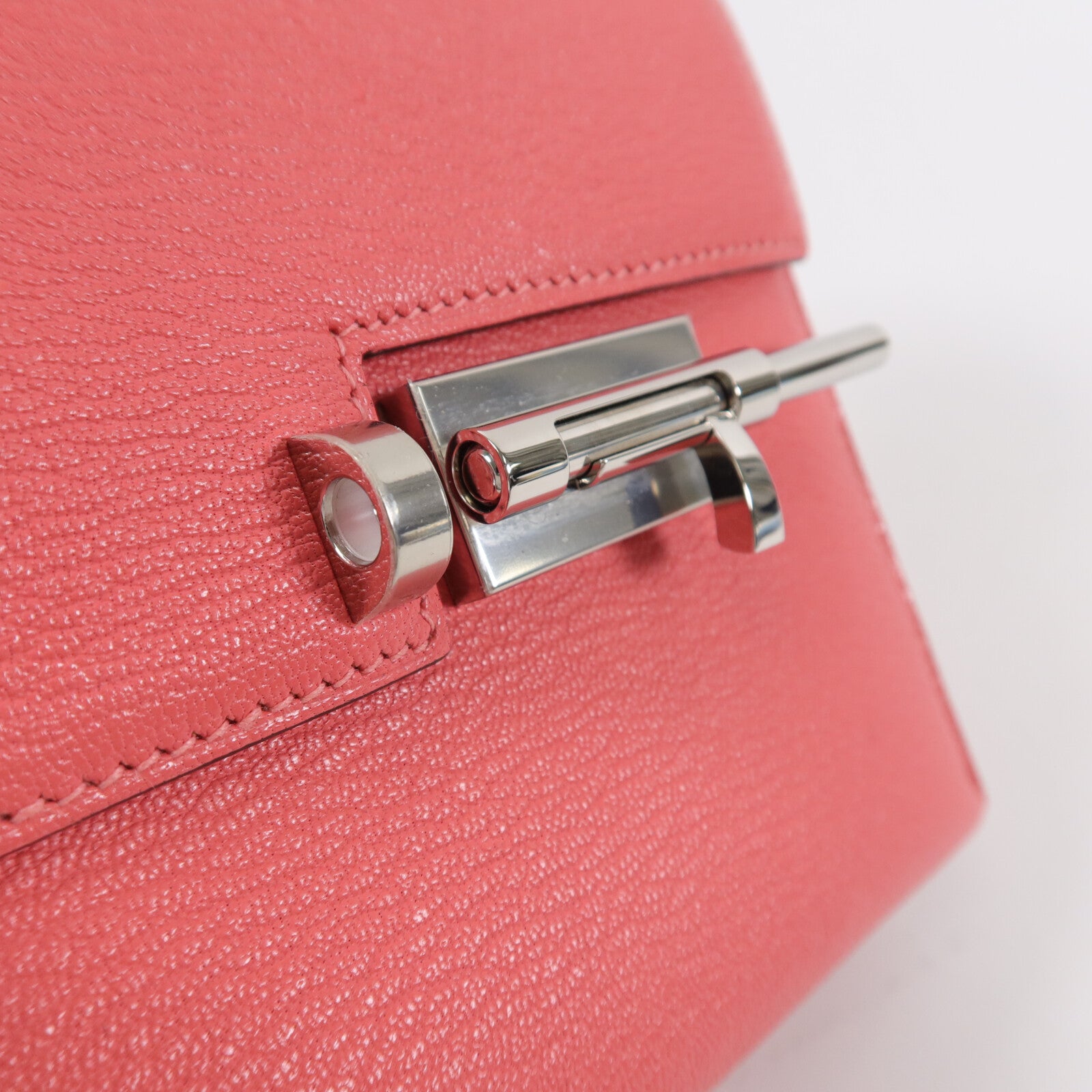 HERMES Chevre皮革Verrou Mini鏈帶肩背袋Rose Azalee
