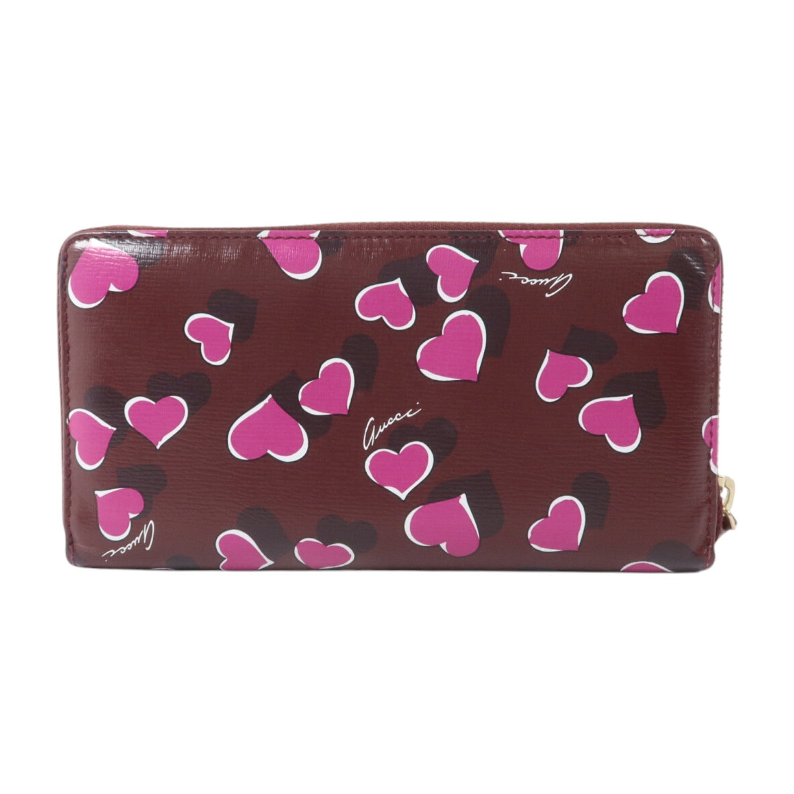 GUCCI 牛皮皮革Heartbeat Print Zip Around Wallet長錢包