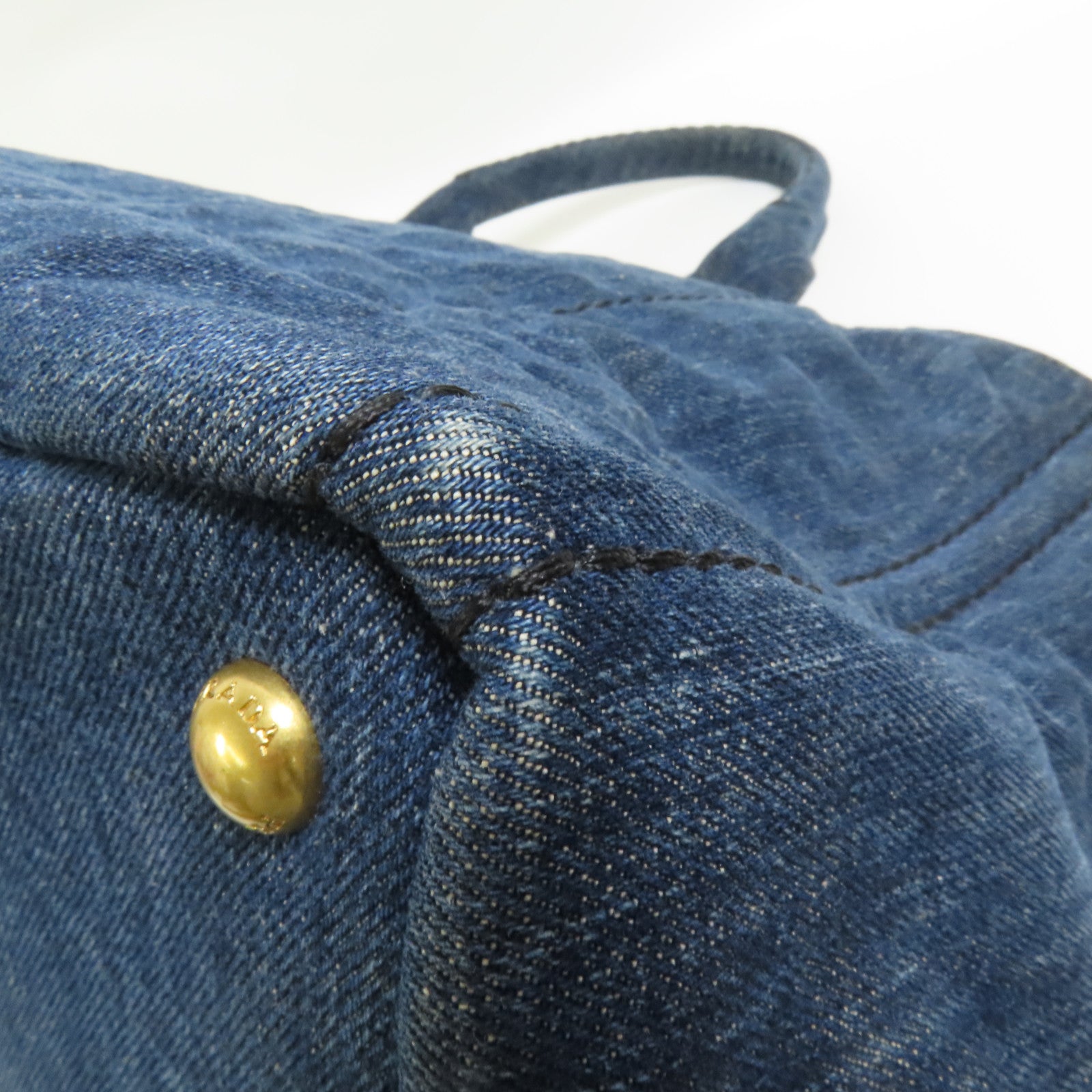 PRADA Denim Canapa Tote L金扣手挽袋