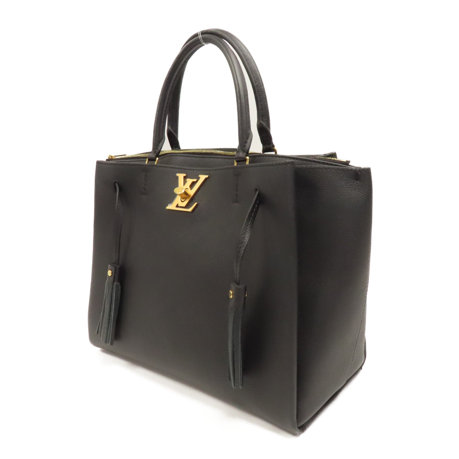 LOUIS VUITTON 牛皮皮革Lockme Tote PM金扣手挽肩背兩用袋黑色