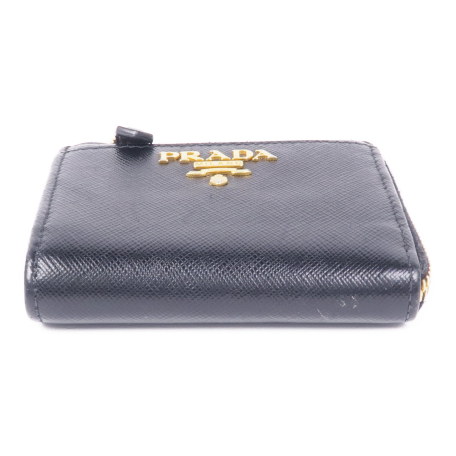 PRADA GHW Coin Case 1ML025 Calfskin Leather Black