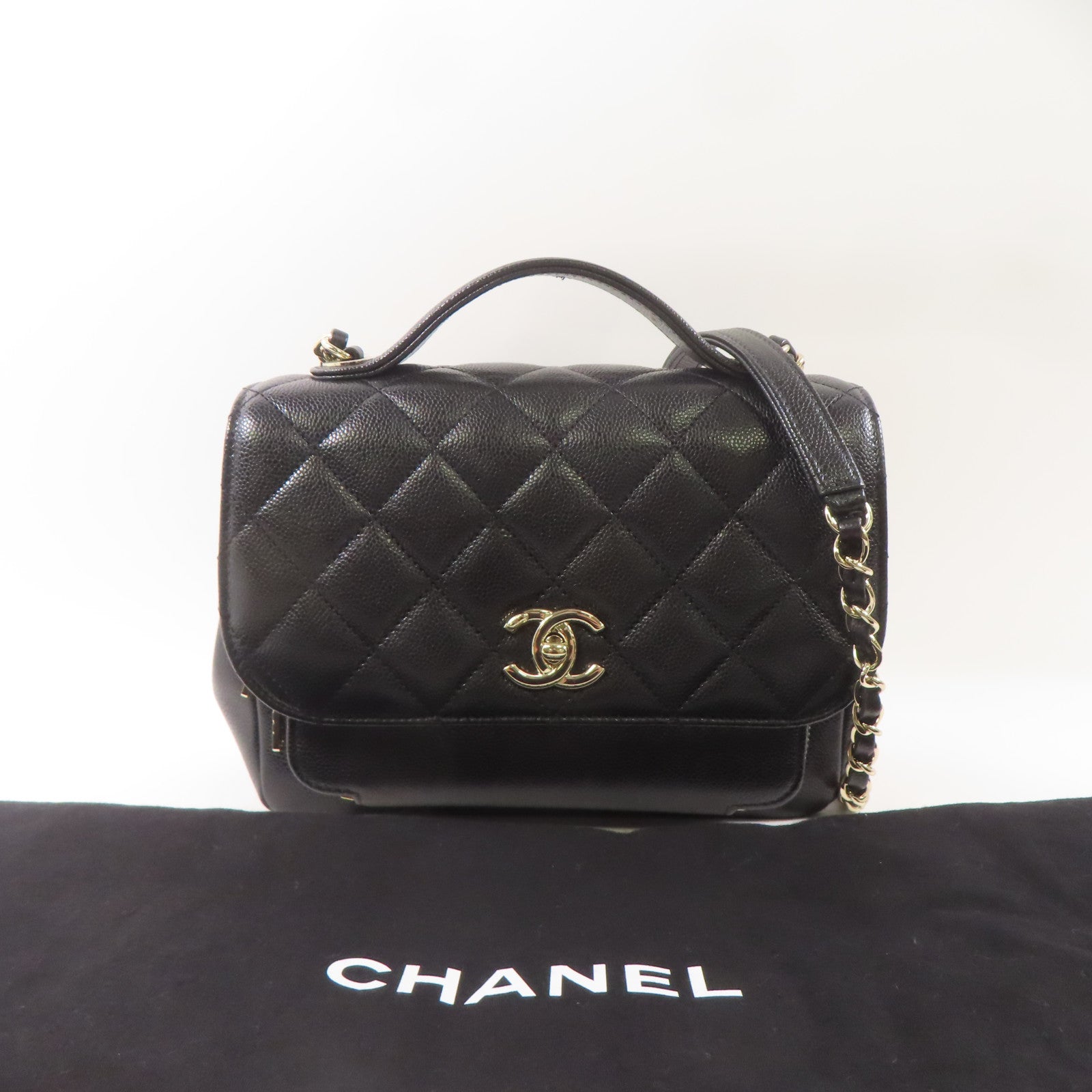 CHANEL 牛皮皮革2 Way Shoulder Bag手挽肩背兩用袋黑色