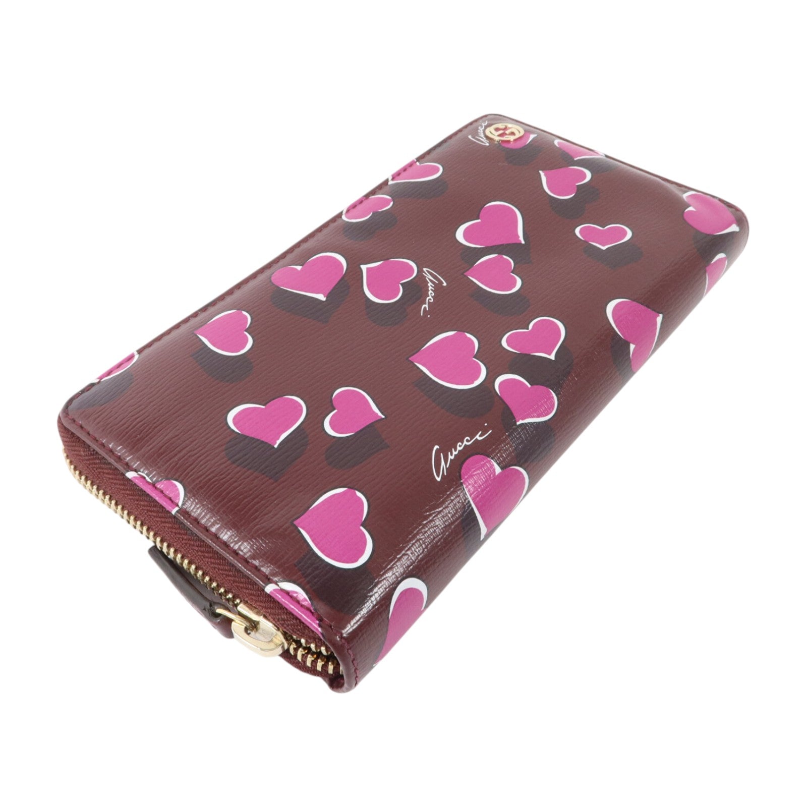 GUCCI 牛皮皮革Heartbeat Print Zip Around Wallet長錢包
