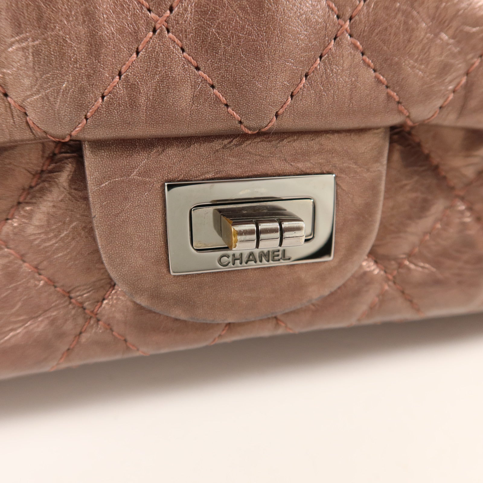 CHANEL 牛皮皮革2.55 Chain Shoulder銀扣鏈帶肩背袋