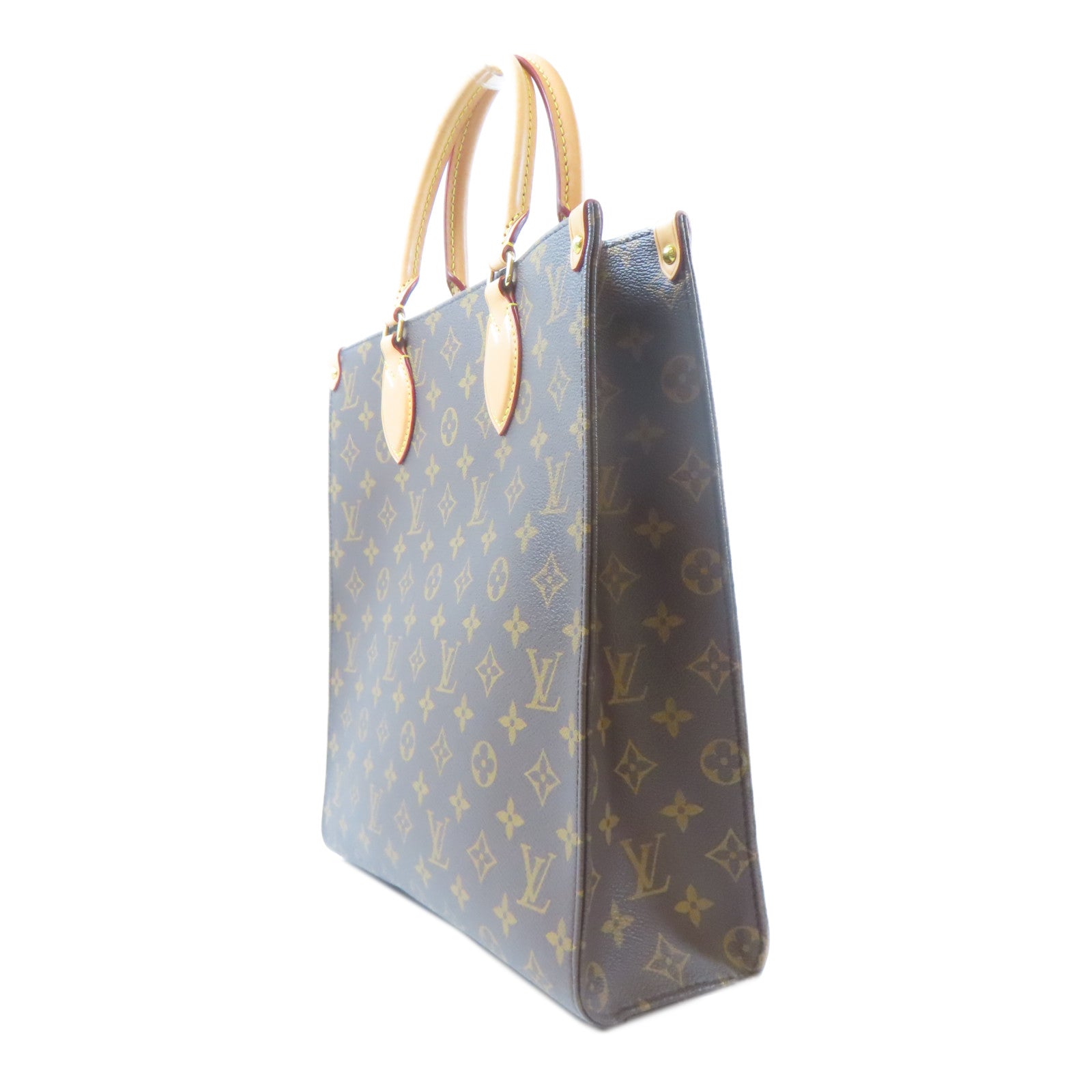 LOUIS VUITTON Monogram Sac Plat Tote金扣手挽肩背兩用袋啡色