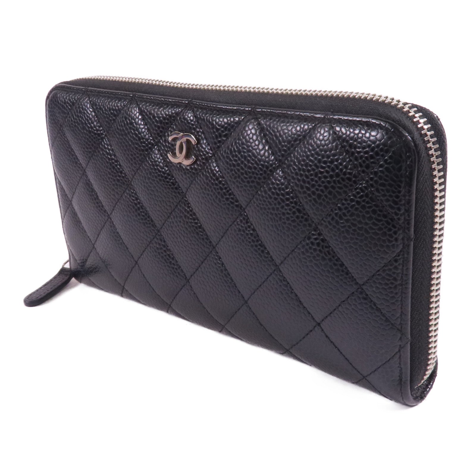 CHANEL CC SHW Long Wallet A50097 Calfskin Leather Black