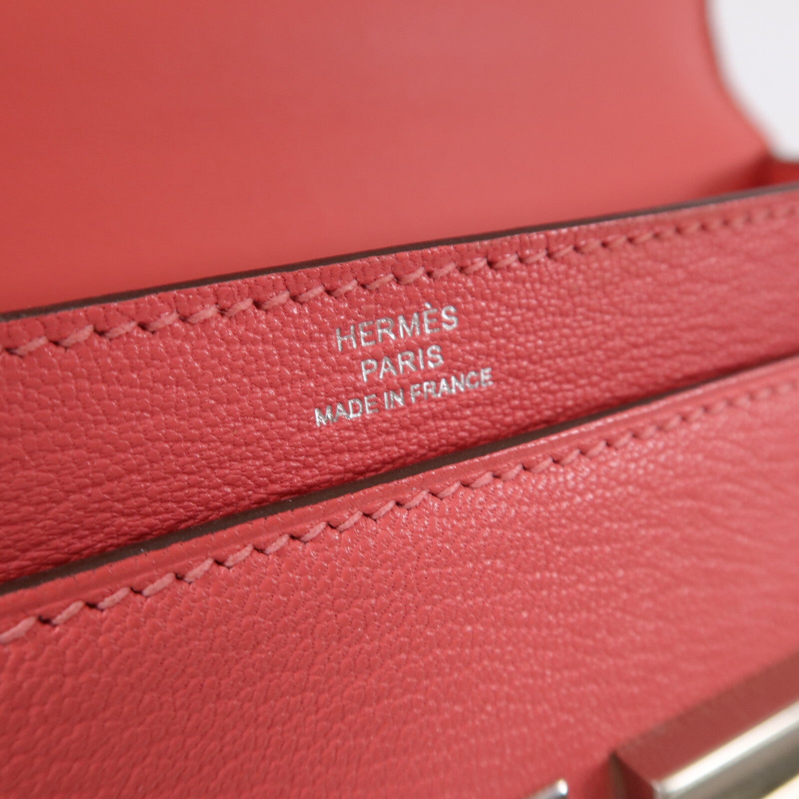 HERMES Chevre皮革Verrou Mini鏈帶肩背袋Rose Azalee