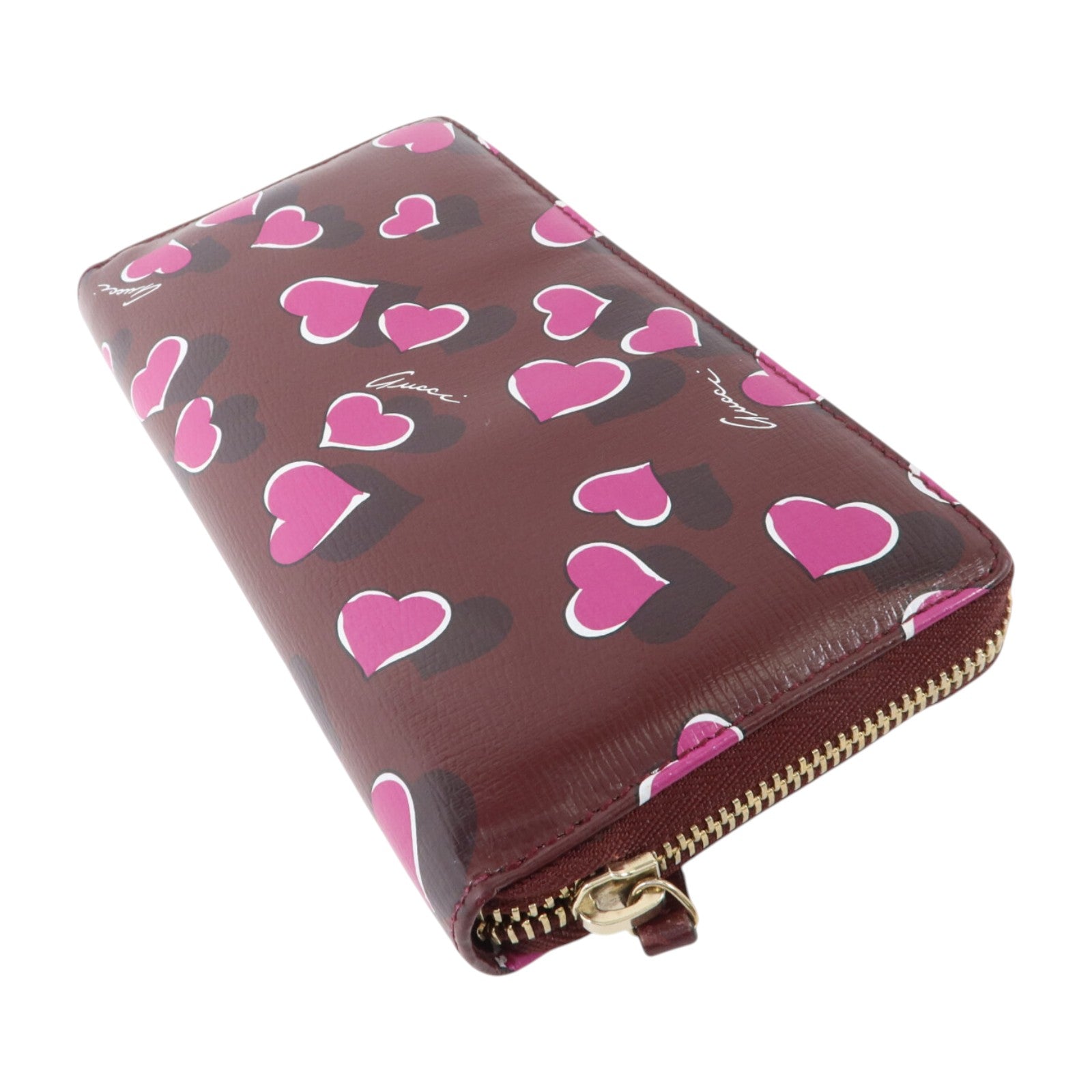 GUCCI 牛皮皮革Heartbeat Print Zip Around Wallet長錢包