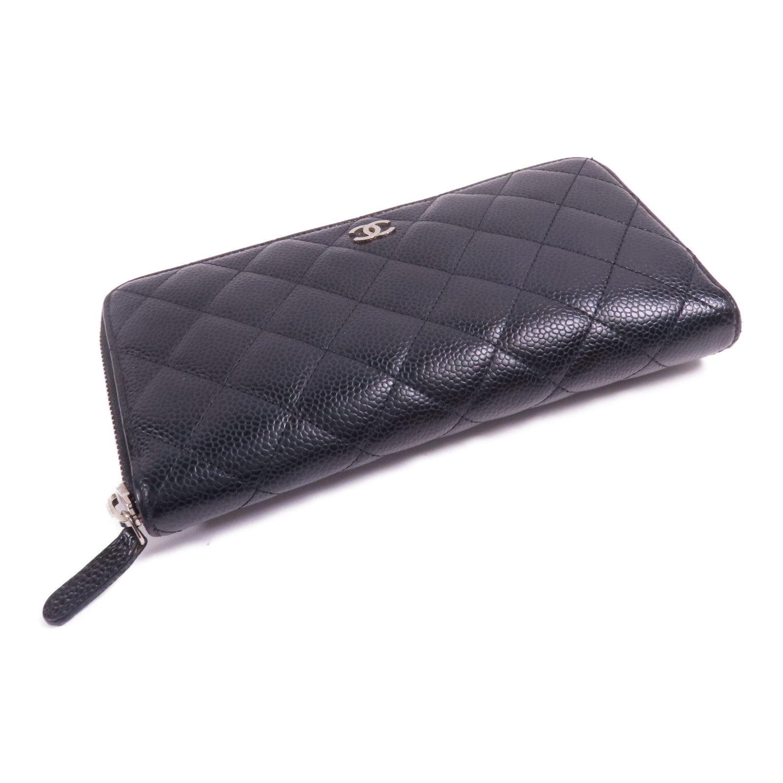 CHANEL CC SHW Long Wallet A50097 Calfskin Leather Black