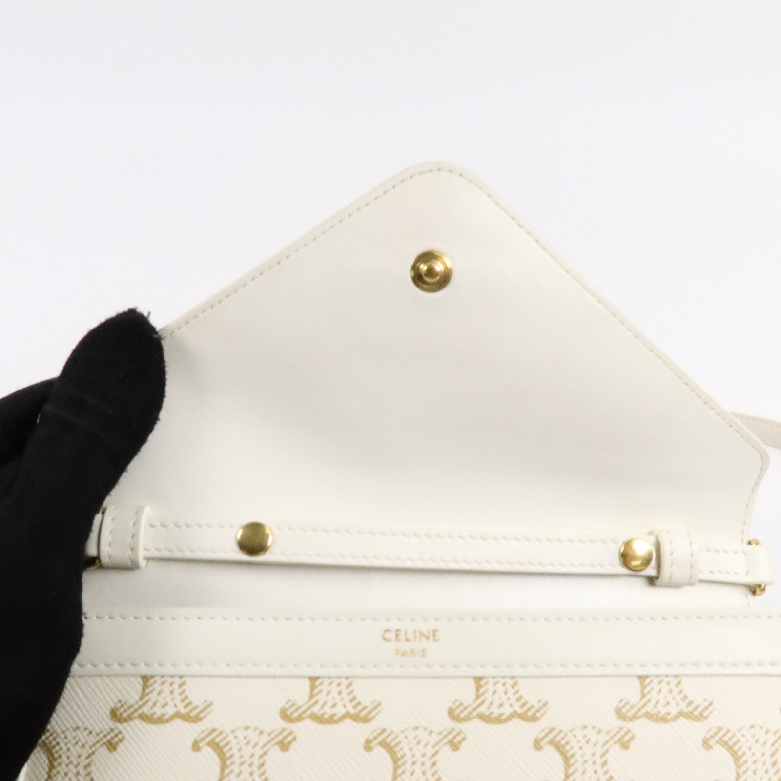 CELINE 塗層帆布Mailon Wallet On Chain鏈帶肩背袋