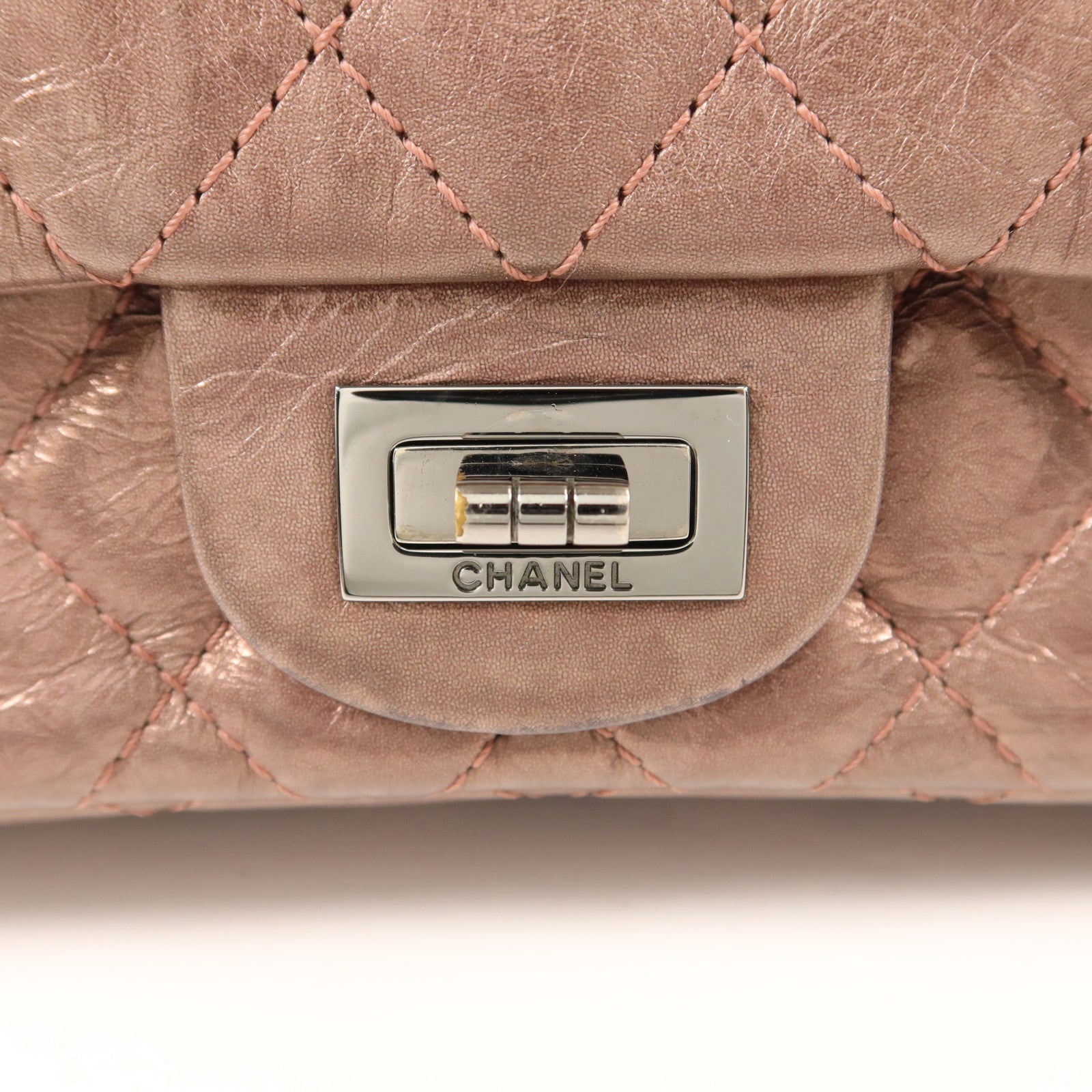 CHANEL 牛皮皮革2.55 Chain Shoulder銀扣鏈帶肩背袋