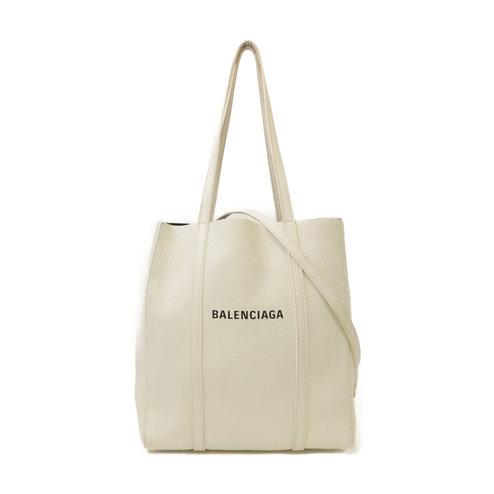 BALENCIAGA 牛皮皮革Everyday銀扣手挽肩背兩用袋白色