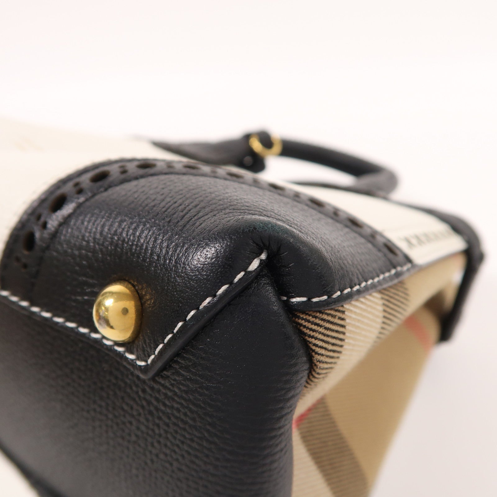 BURBERRY 牛皮皮革/帆布2 Way Shoulder金扣手挽肩背兩用袋