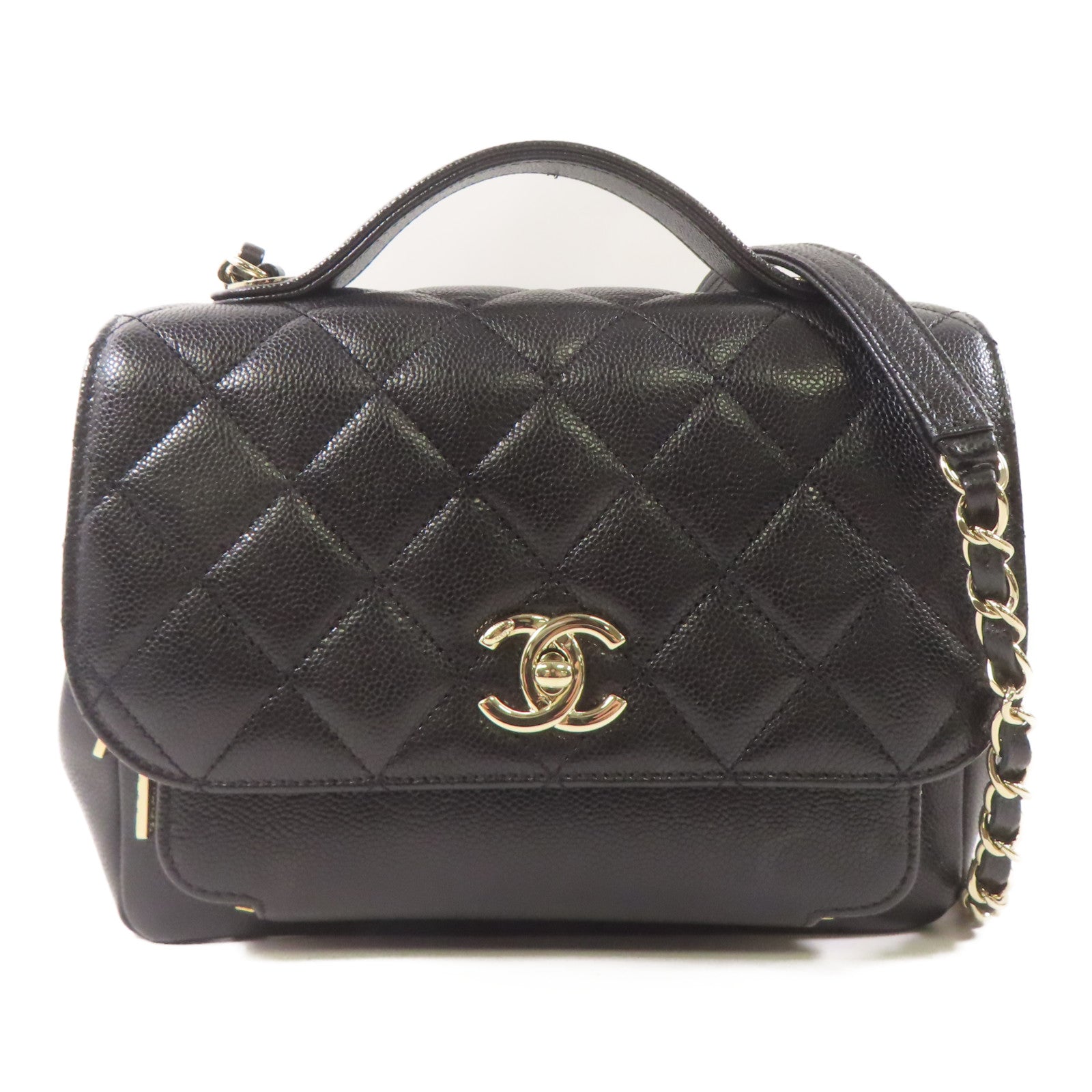 CHANEL 牛皮皮革2 Way Shoulder Bag手挽肩背兩用袋黑色