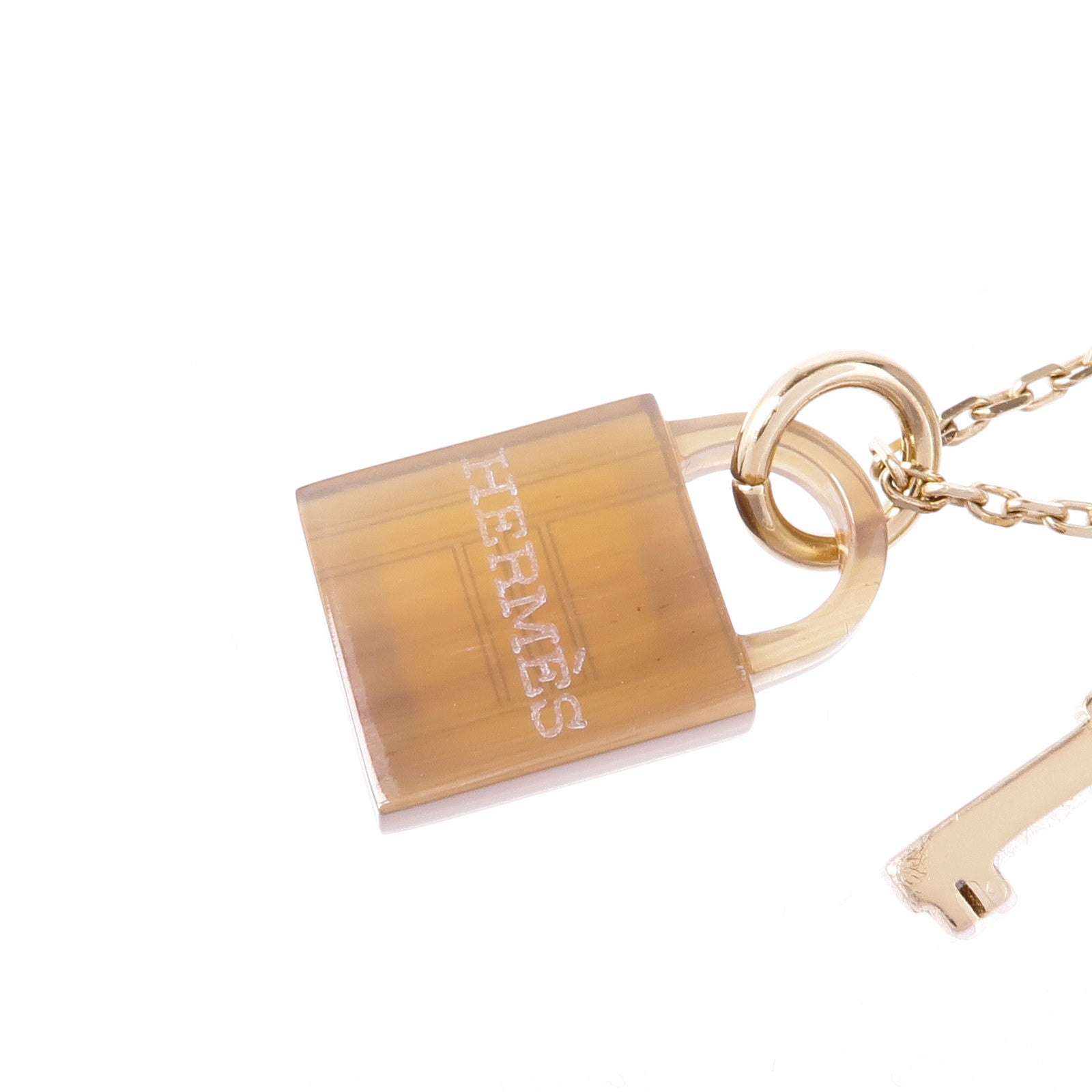 HERMES 金屬/水牛角Amulette Padlock項鍊