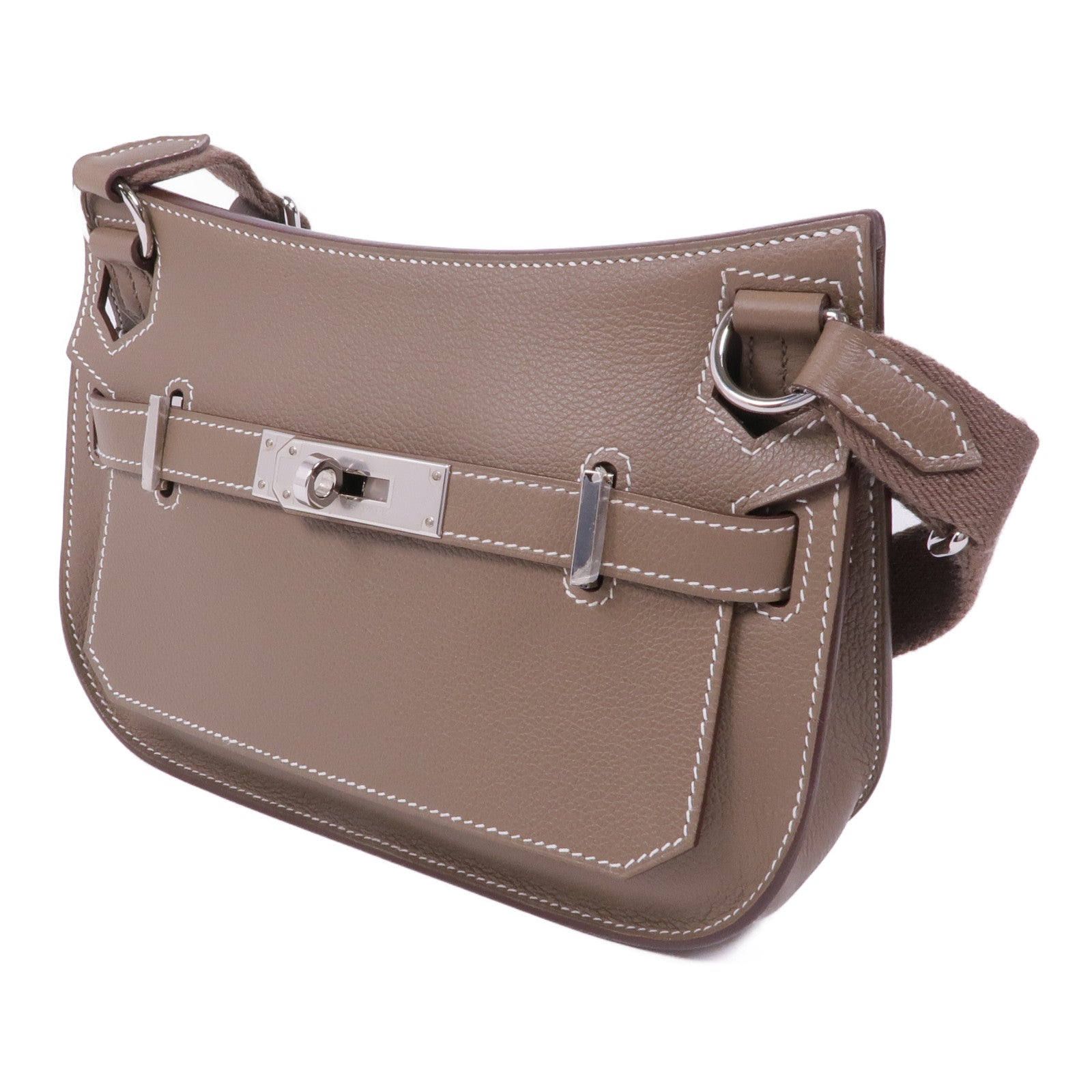 HERMES Evercolor皮革Mini Jypsiere銀扣肩背袋Etoupe – Brand Off Hong