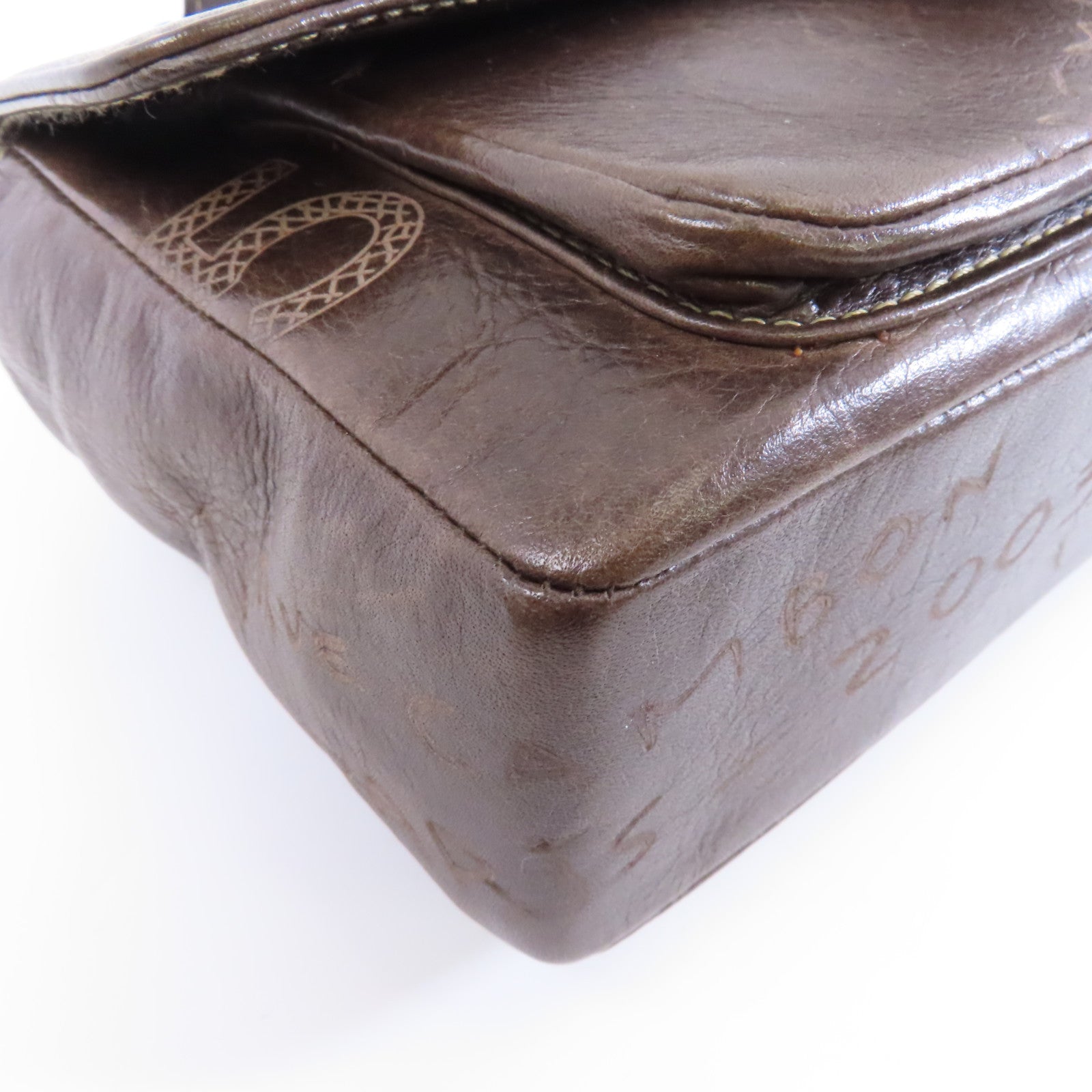 CHANEL 牛皮皮革Shoulder Bag銀扣肩背袋啡色