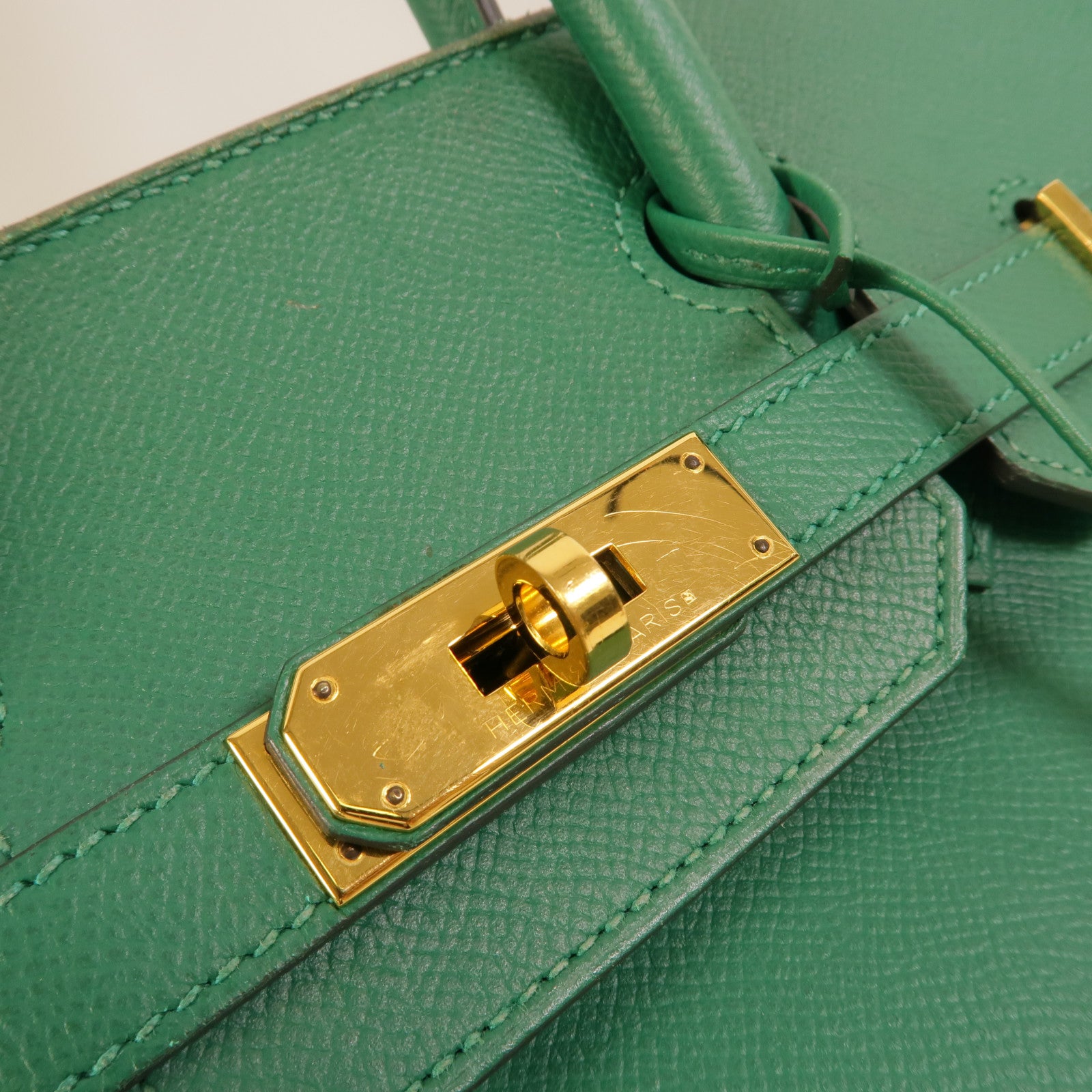 HERMES Epsom皮革Birkin 30手挽袋Malachite
