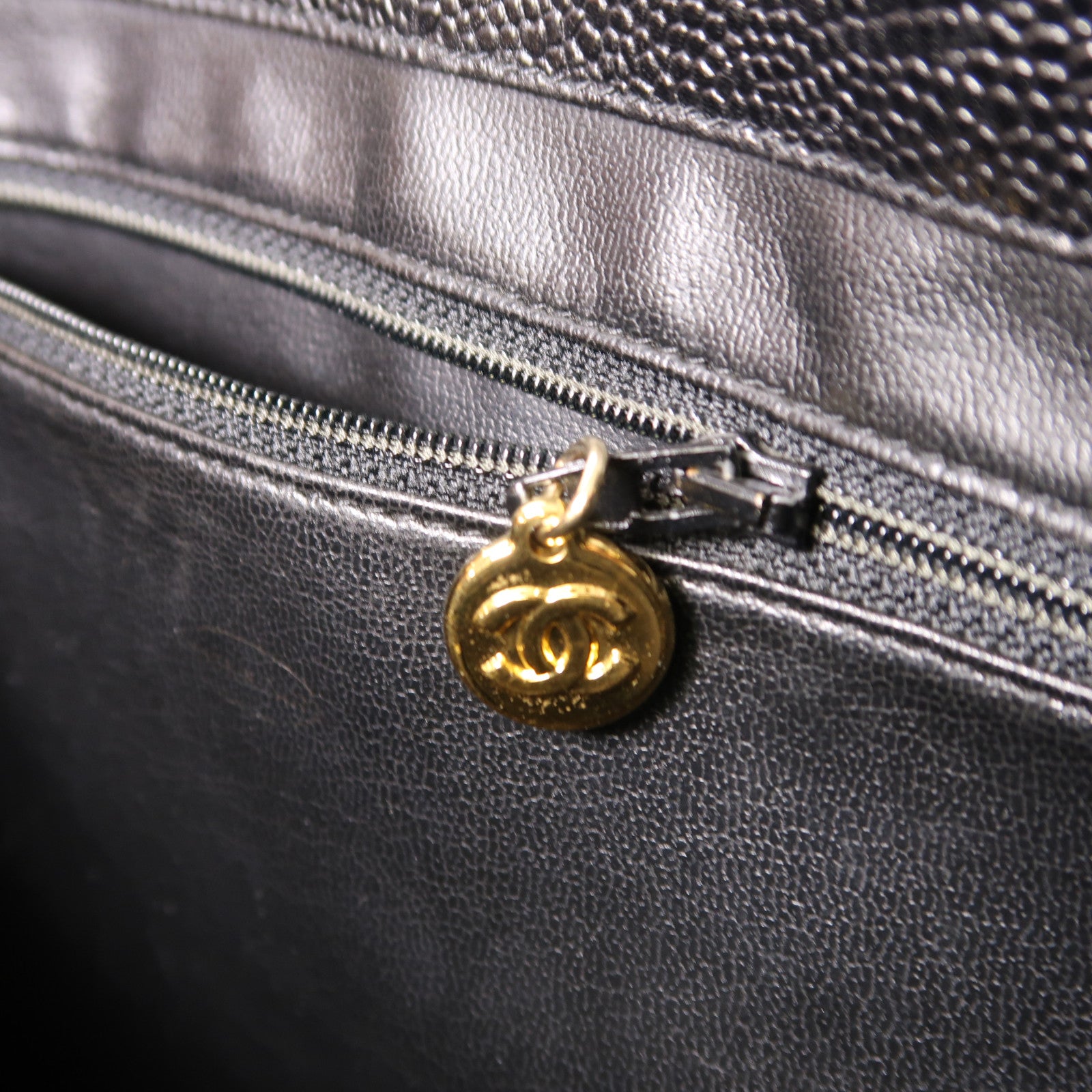 CHANEL 牛皮皮革Chain Shoulder Tote金扣肩背袋/手挽袋