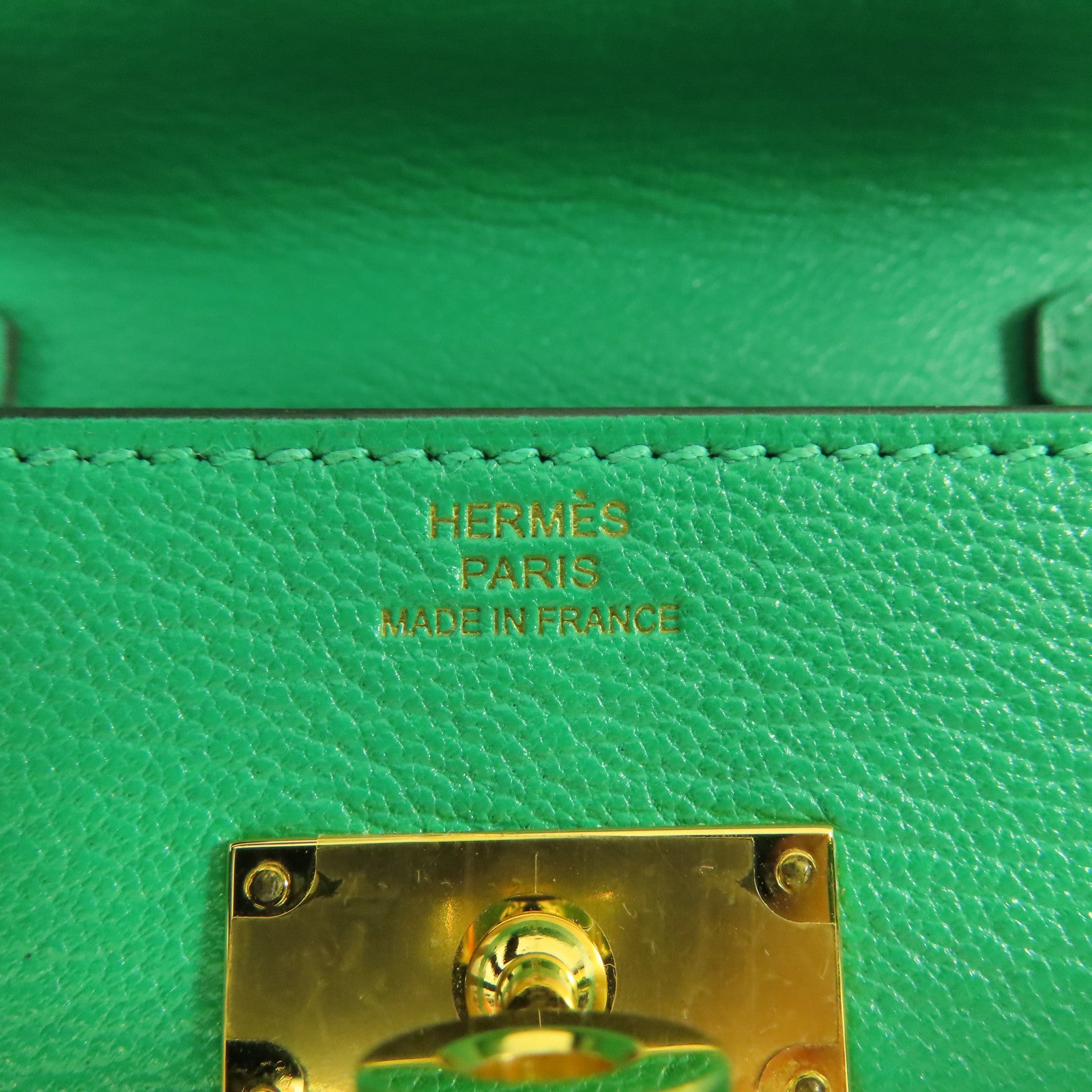 HERMES Chevre皮革Kelly To Go金扣肩背袋6W Menthe/綠色