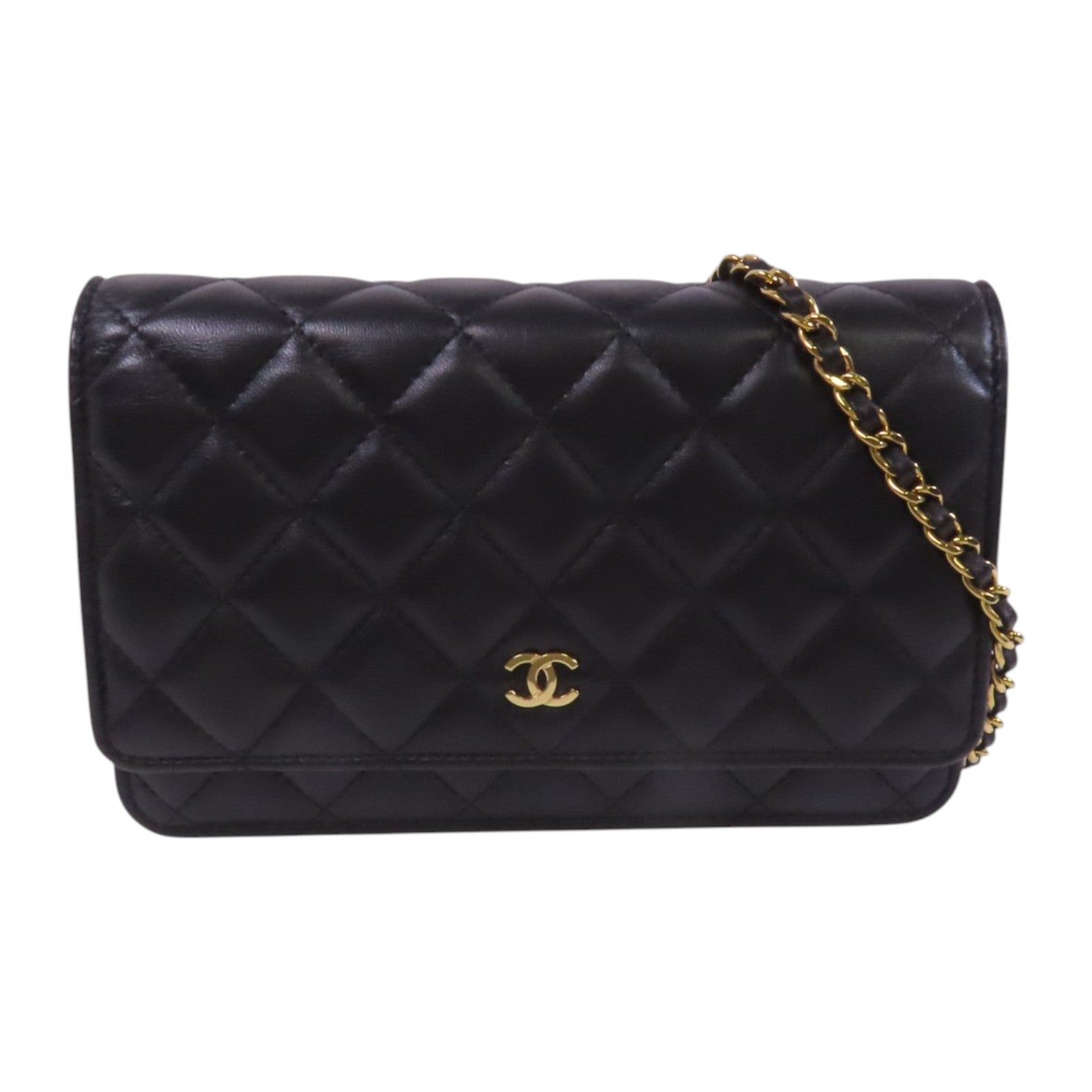 CHANEL 【激減優惠】羊皮皮革WOC Wallet On Chain金扣鏈帶肩背袋