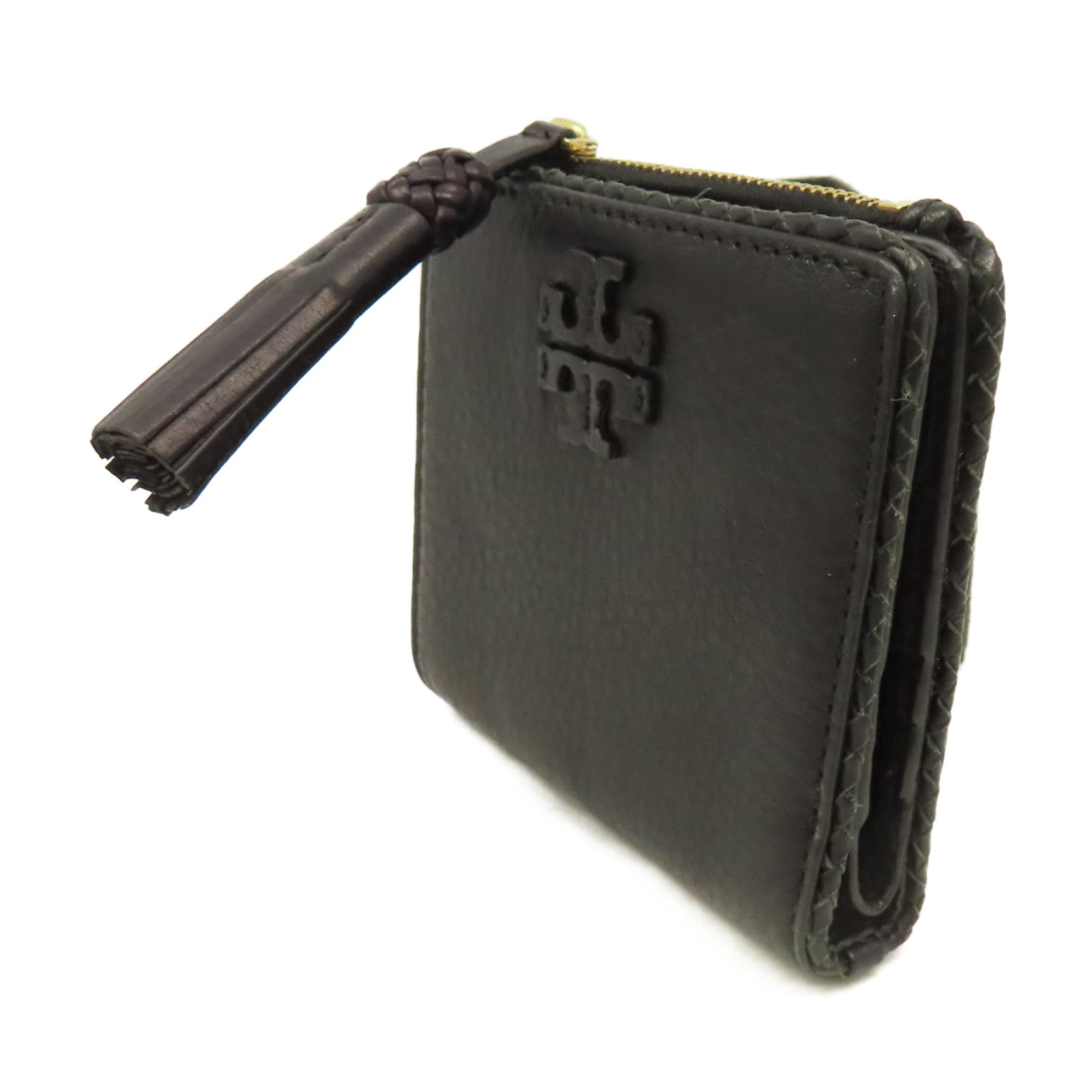 Tory Burch 牛皮皮革Short Wallet金扣短錢包黑色