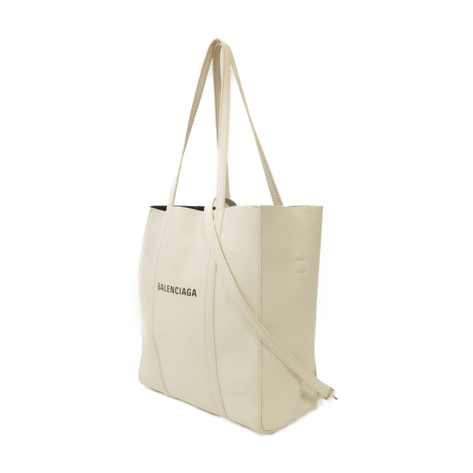 BALENCIAGA 牛皮皮革Everyday銀扣手挽肩背兩用袋白色