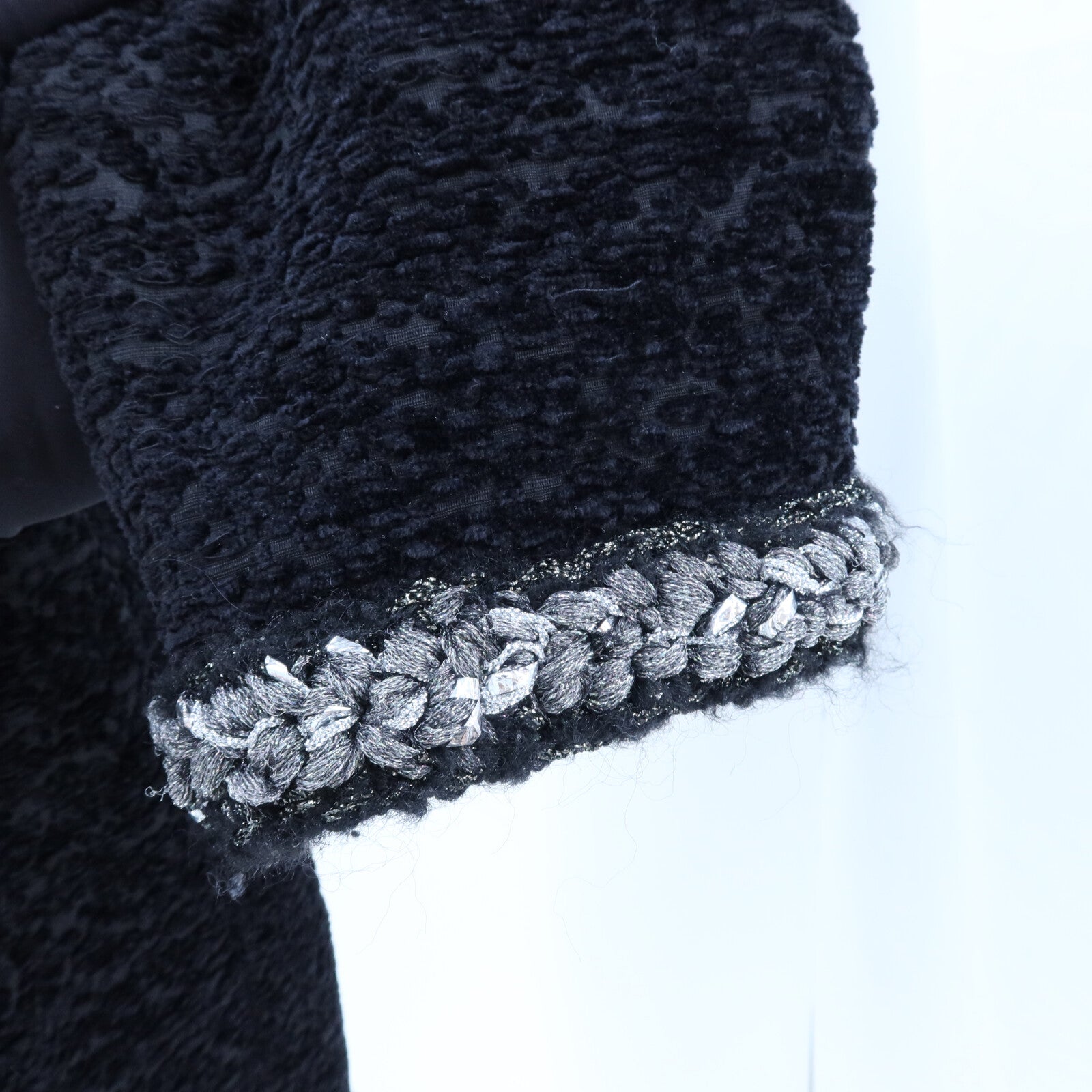 CHANEL Silk/Acrylique Collarless Jacket外套